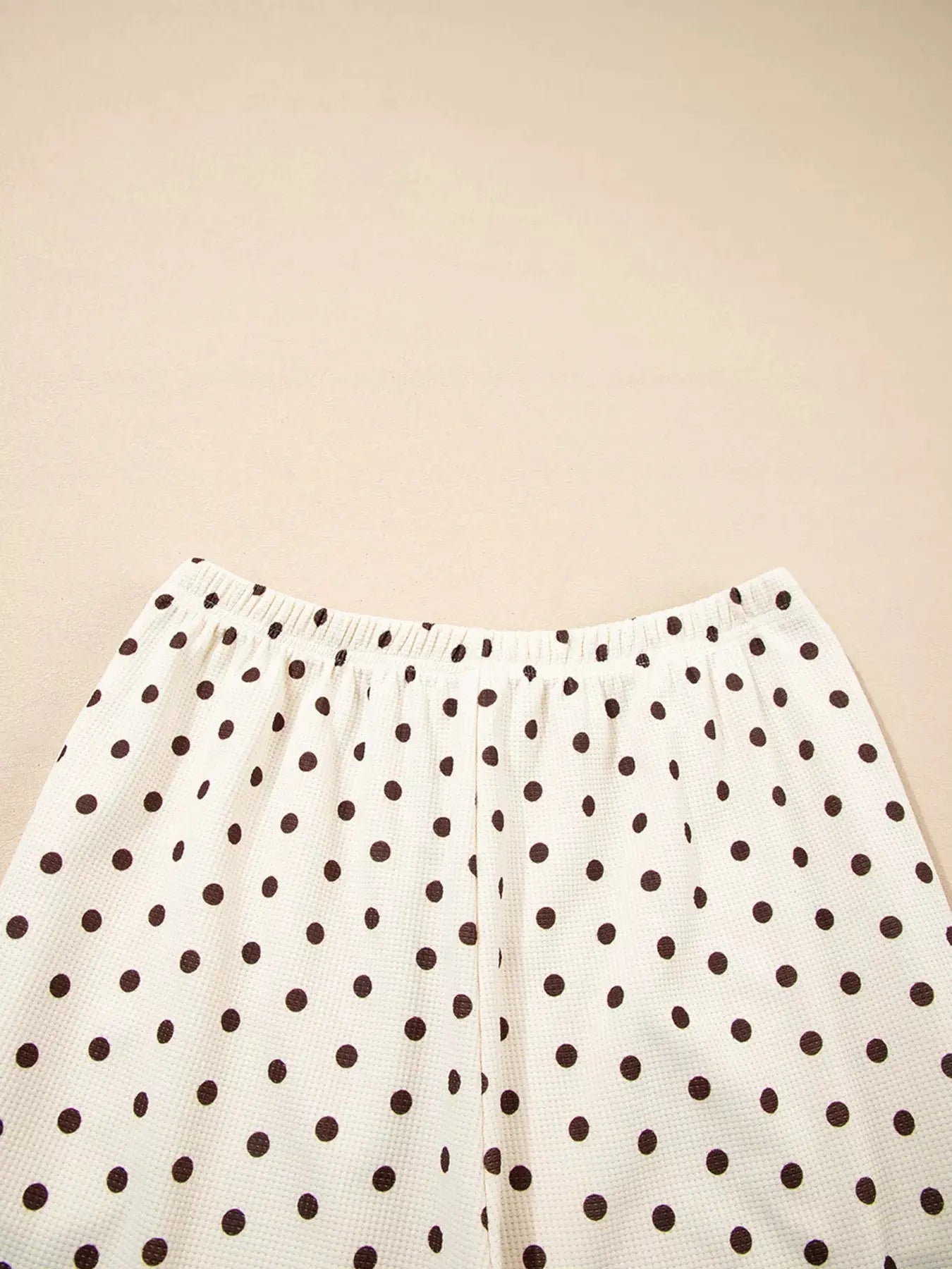 Polka Dot Notched Long Sleeve Top and Drawstring Loungewear Set - Be Bliss Boutique