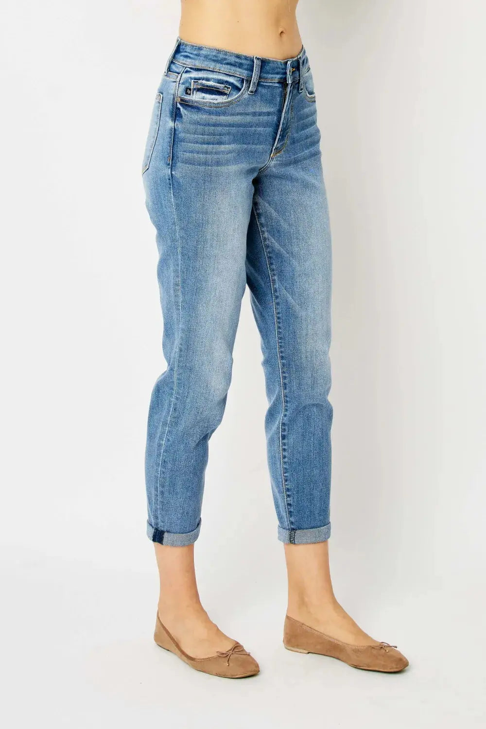 Full Size/Plus Size Cuffed Hem Slim Judy Blue Jeans - Be Bliss Boutique