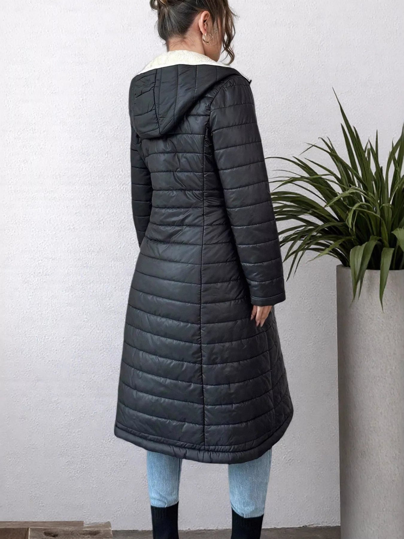 Zip Up Quilted Hooded Puffer Coat -  Be Bliss Boutique