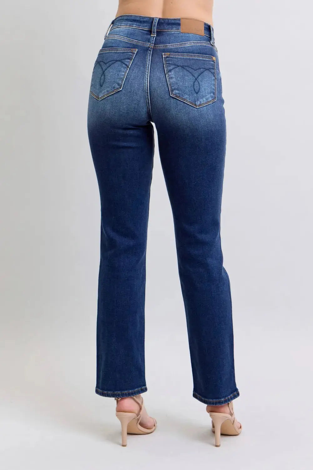 Full Size Washed Straight Leg Judy Blue Jeans with Pockets - Be Bliss Boutique