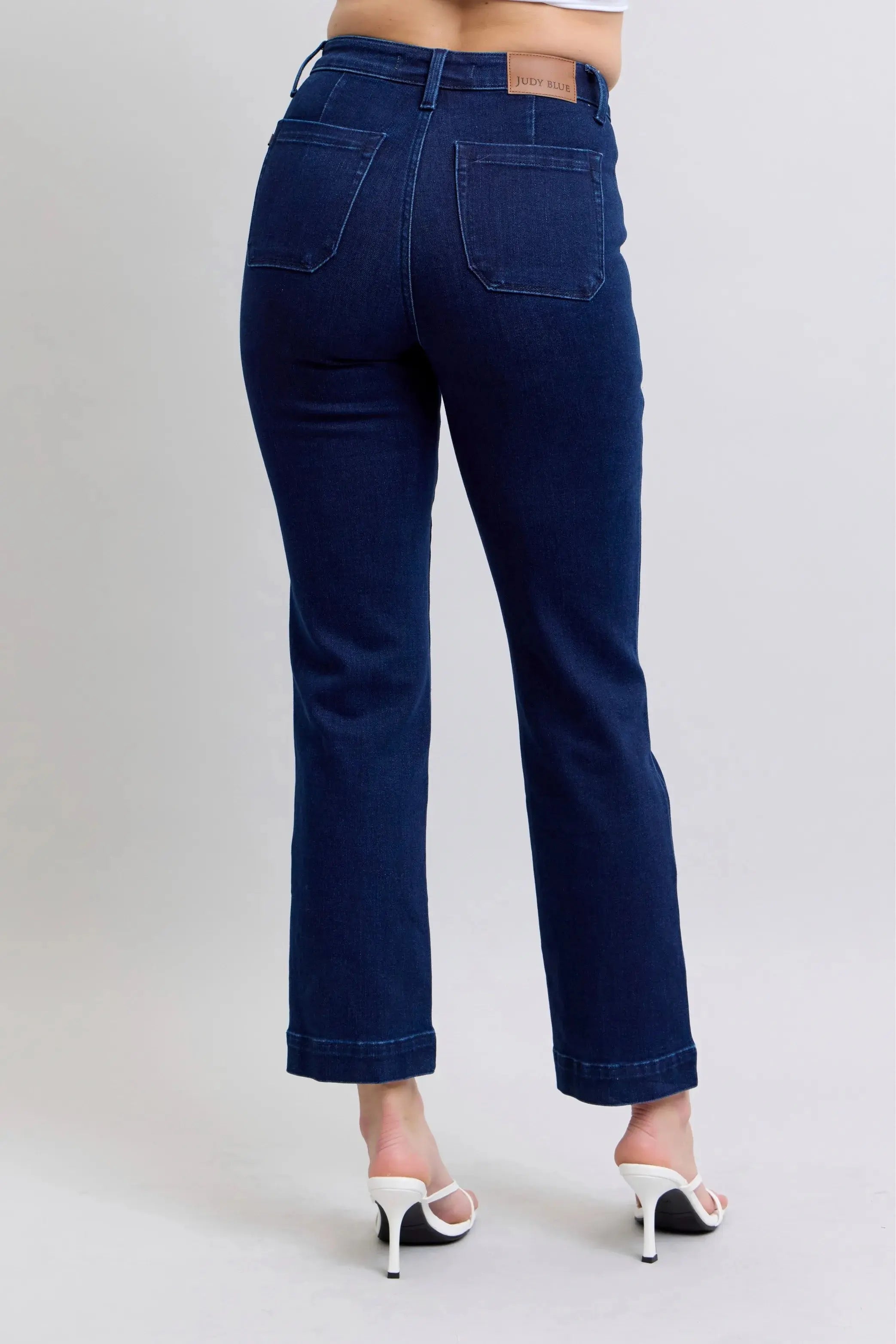 Full Size High Waist Workwear Patch Pocket Straight Leg Judy Blue Jeans - Be Bliss Boutique