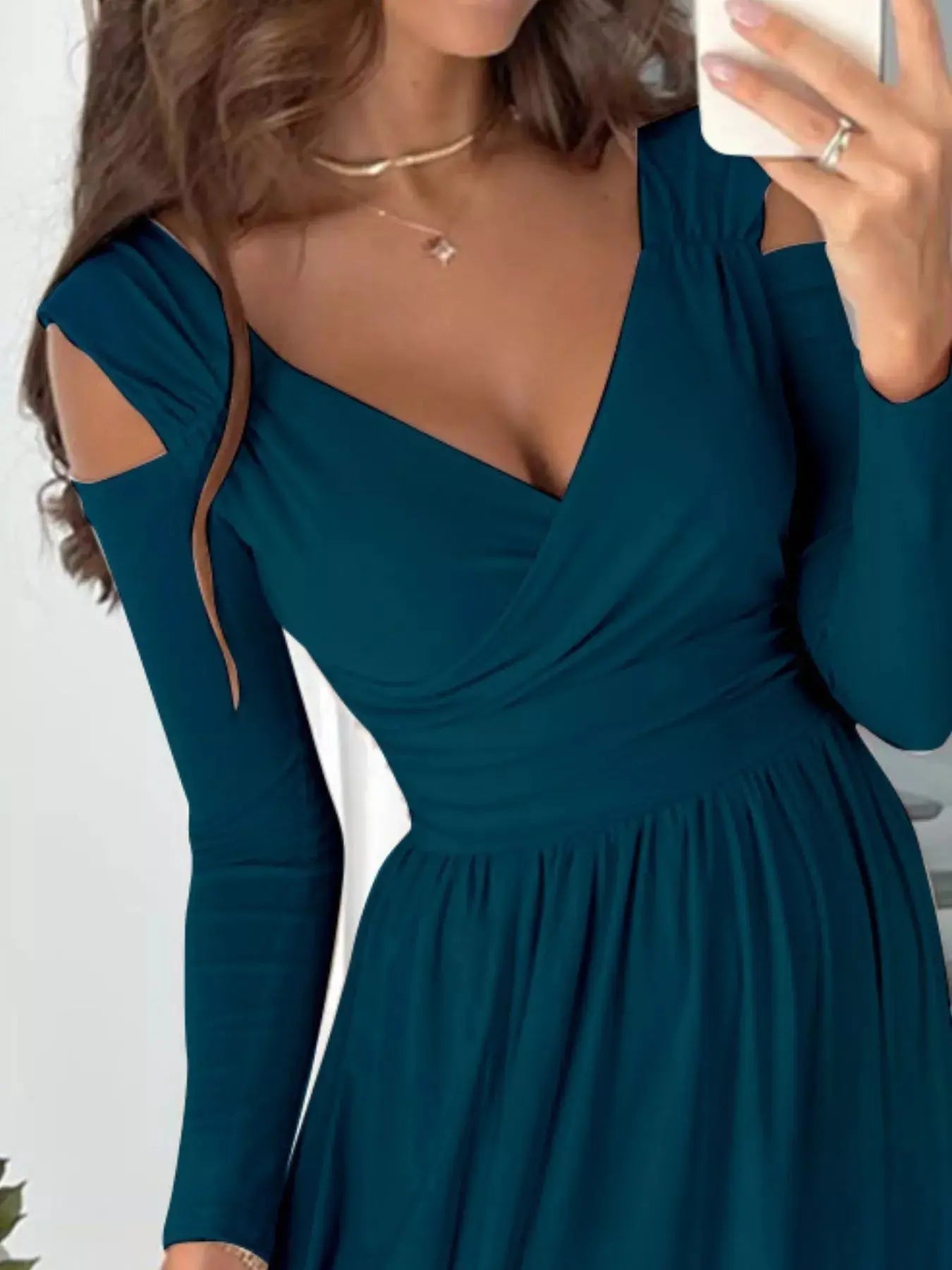 Slit Surplice Cold Shoulder Maxi Dress - Be Bliss Boutique