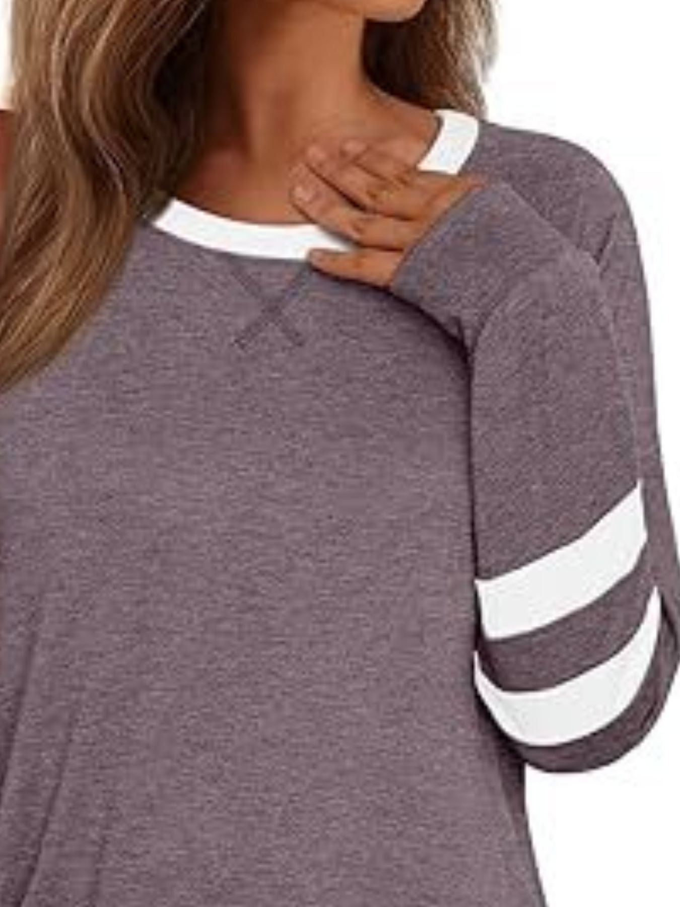Casual Striped Sleeve Round Neck Long Sleeve T Shirt - Be Bliss Boutique