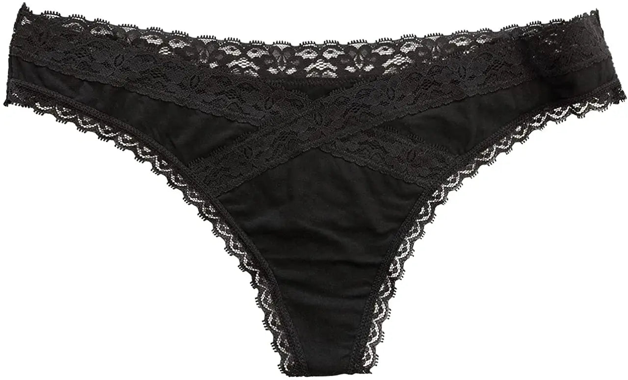 Modal Thong featuring Crossed Lace Trim - Be Bliss Boutique