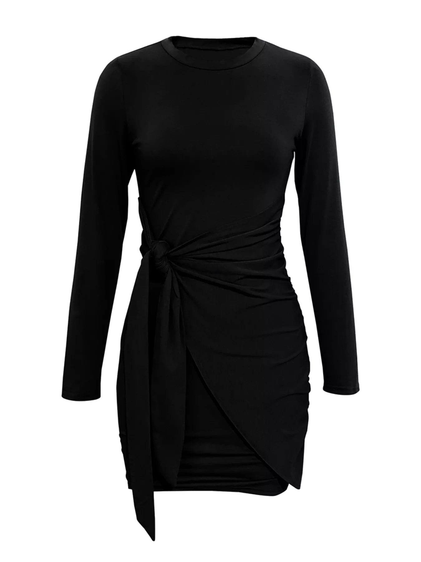 Round Neck Long Sleeve Bodycon Dress - Be Bliss Boutique