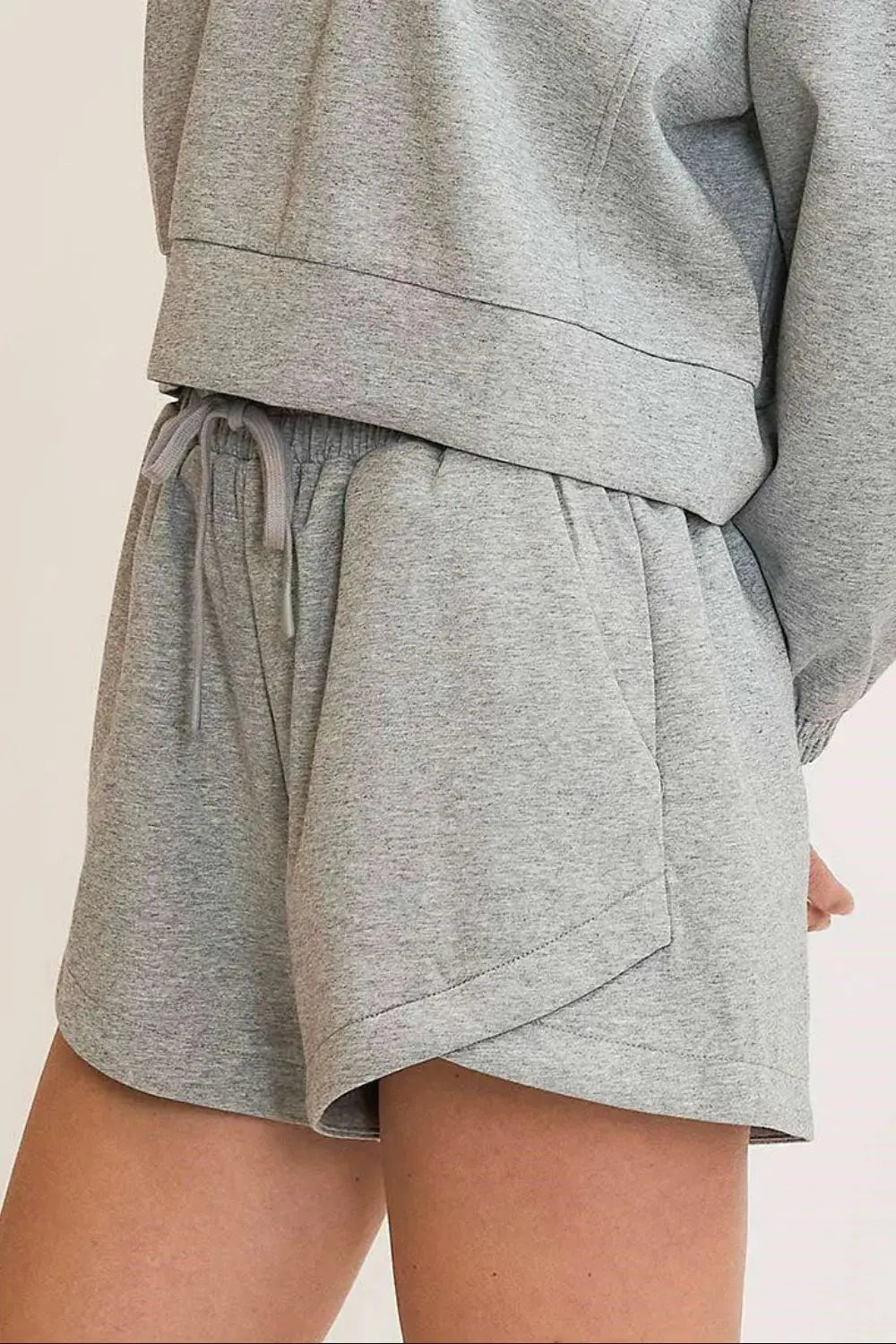 Umgee Full Size Gray Drawstring Sweat Shorts with Pockets - Be Bliss Boutique