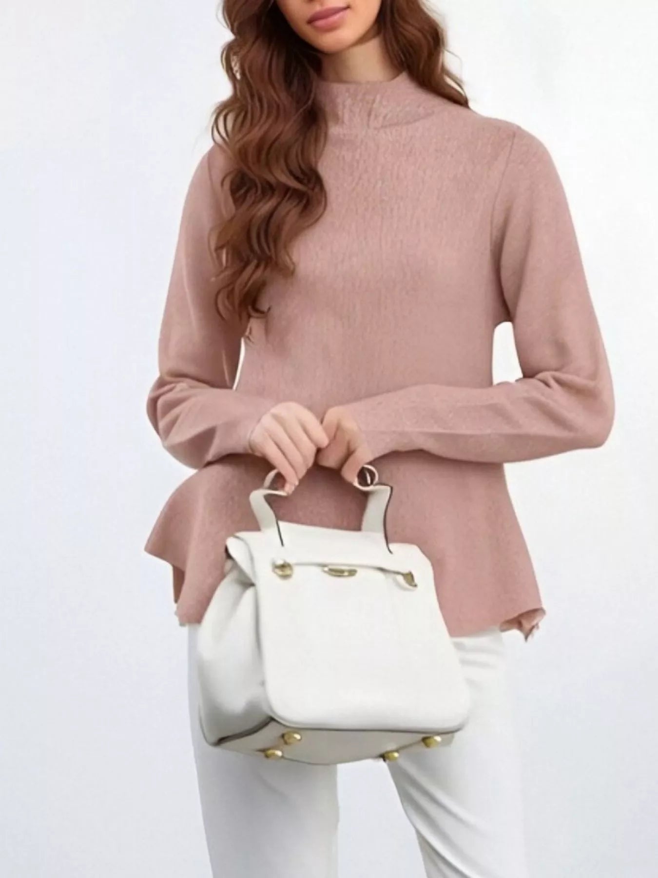 Mock Neck Long Sleeve Sweater -  Be Bliss Boutique