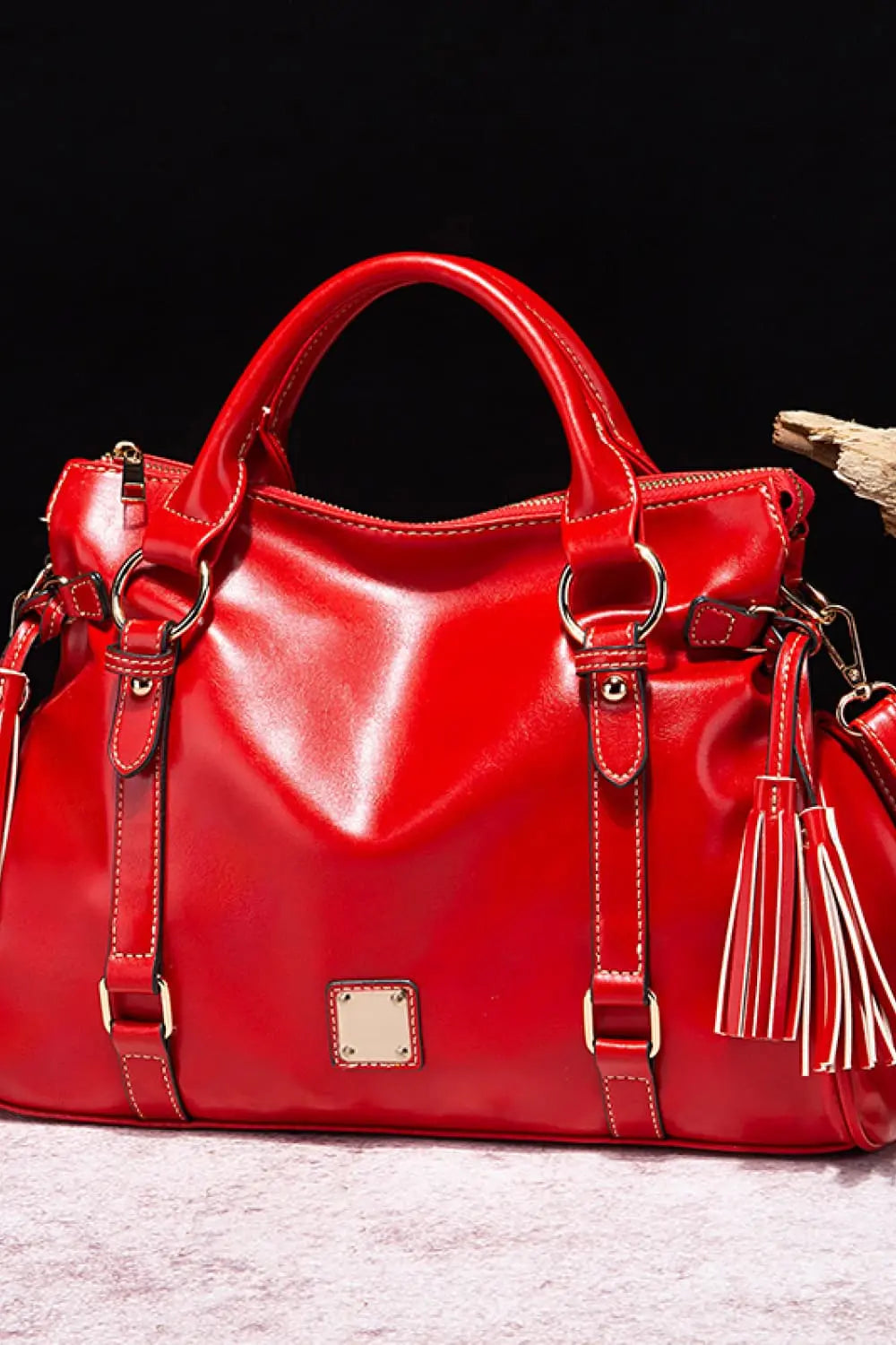 PU Leather Handbag with Tassels - Be Bliss Boutique