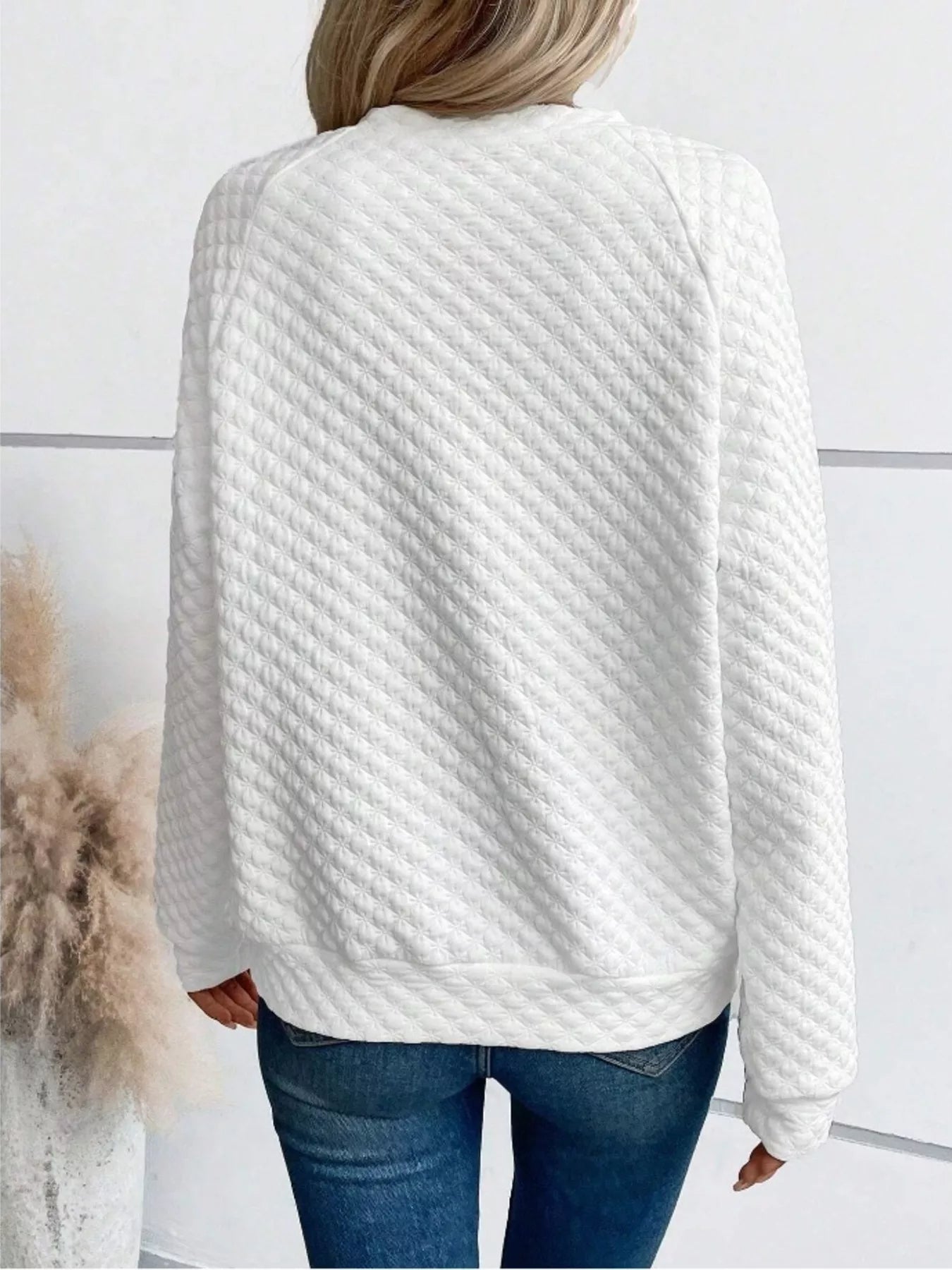 Notched Raglan Sleeve Sweatshirt -  Be Bliss Boutique