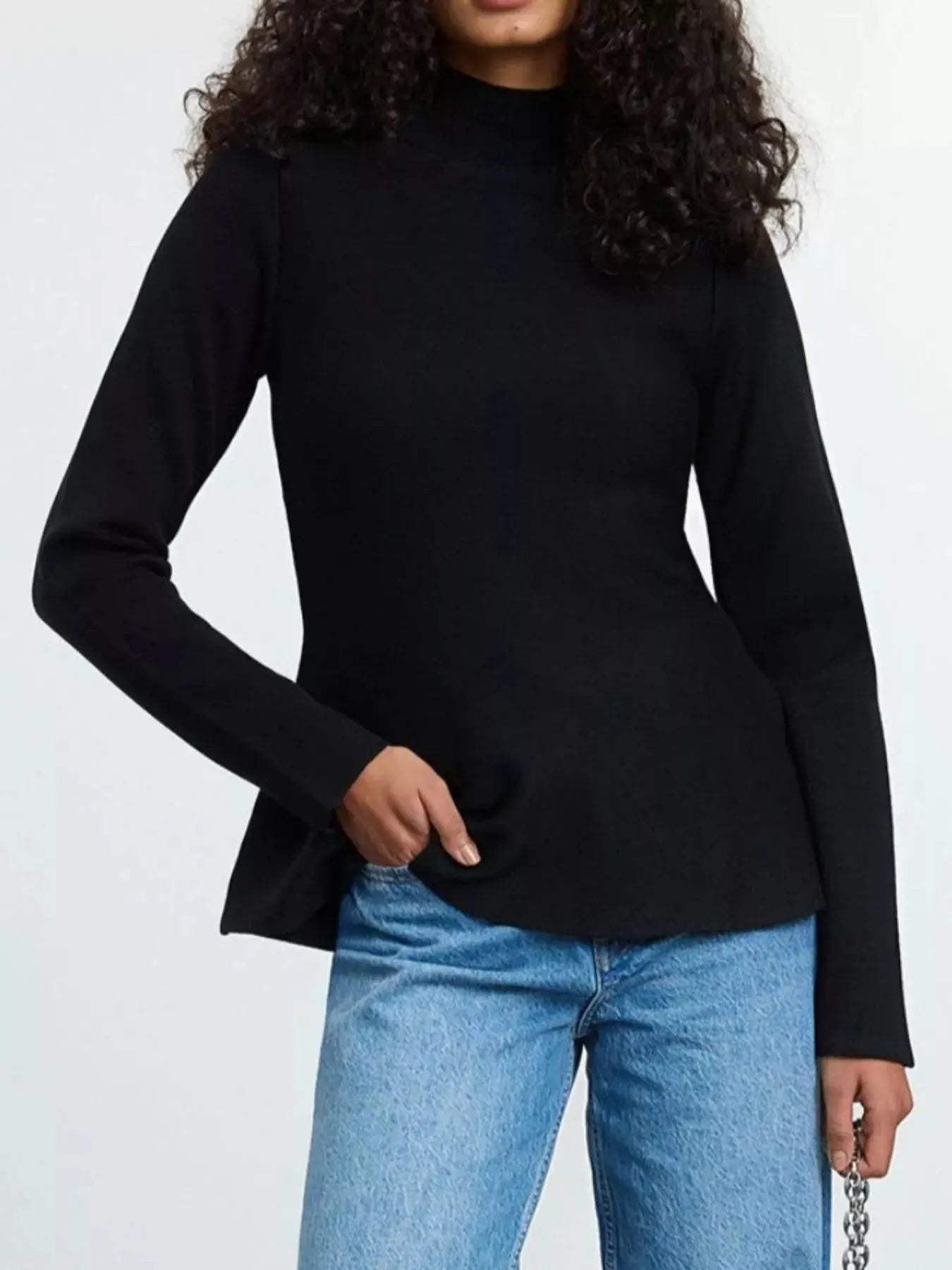 Mock Neck Long Sleeve Sweater - Be Bliss Boutique