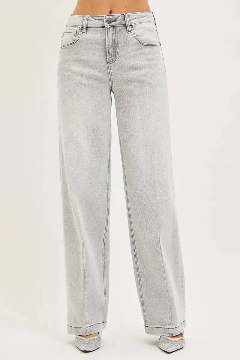 RISEN Jeans - Slouchy Baggy Jeans with Contrast Stitching - Be Bliss Boutique