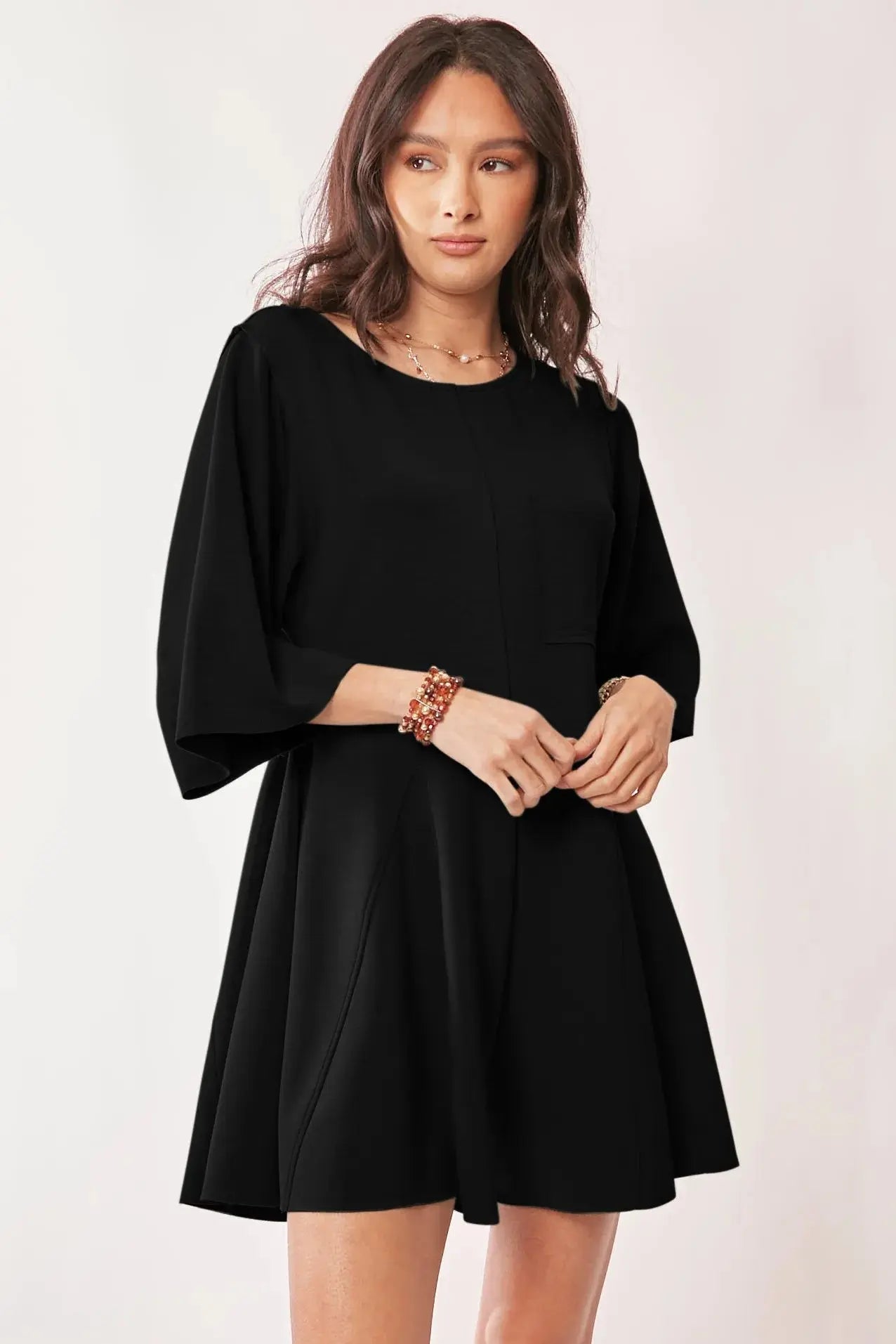 Davi & Dani “Midnight Flutter” Draped-Sleeve Skort Romper - Be Bliss Boutique