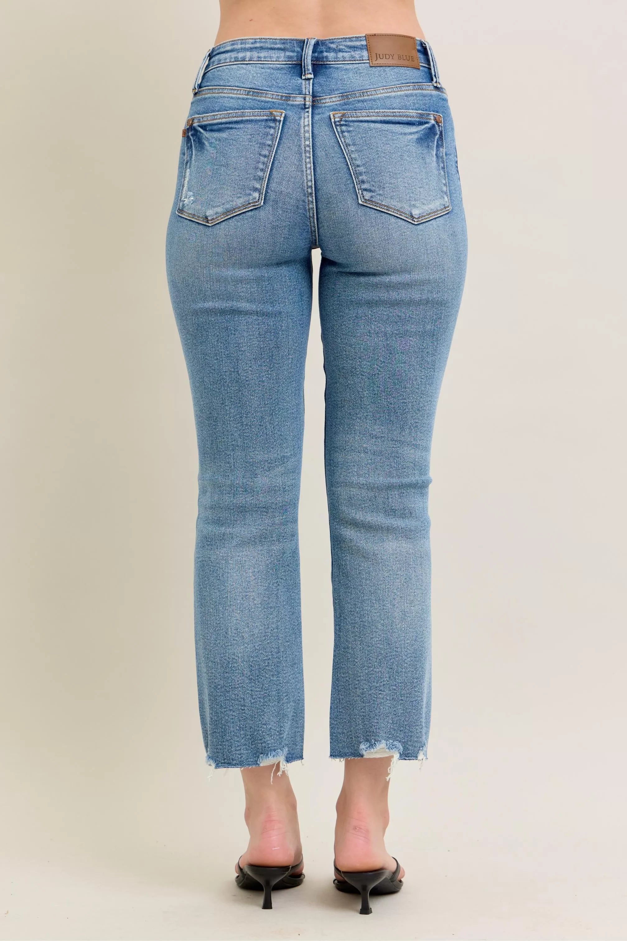 Judy Blue Jeans - Mr Vintage Wash Destroy Hem Kick Flare Jeans - Be Bliss Boutique