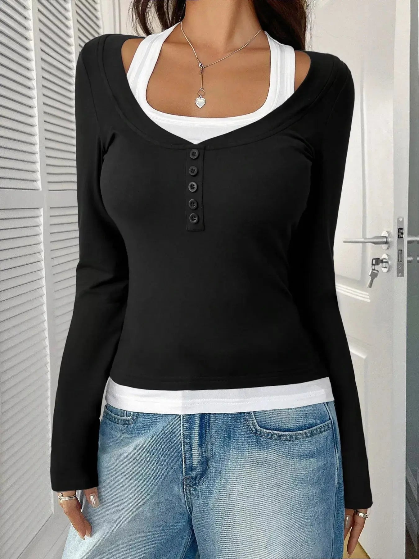 Scoop Neck Womens Long Sleeve T Shirt - Be Bliss Boutique