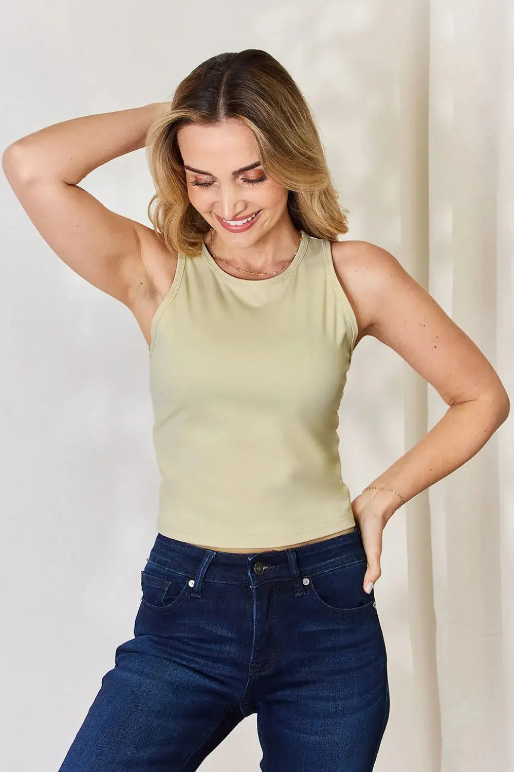Basic Bae Full Size Round Neck Slim Fit Stretch Tank Top - Be Bliss Boutique