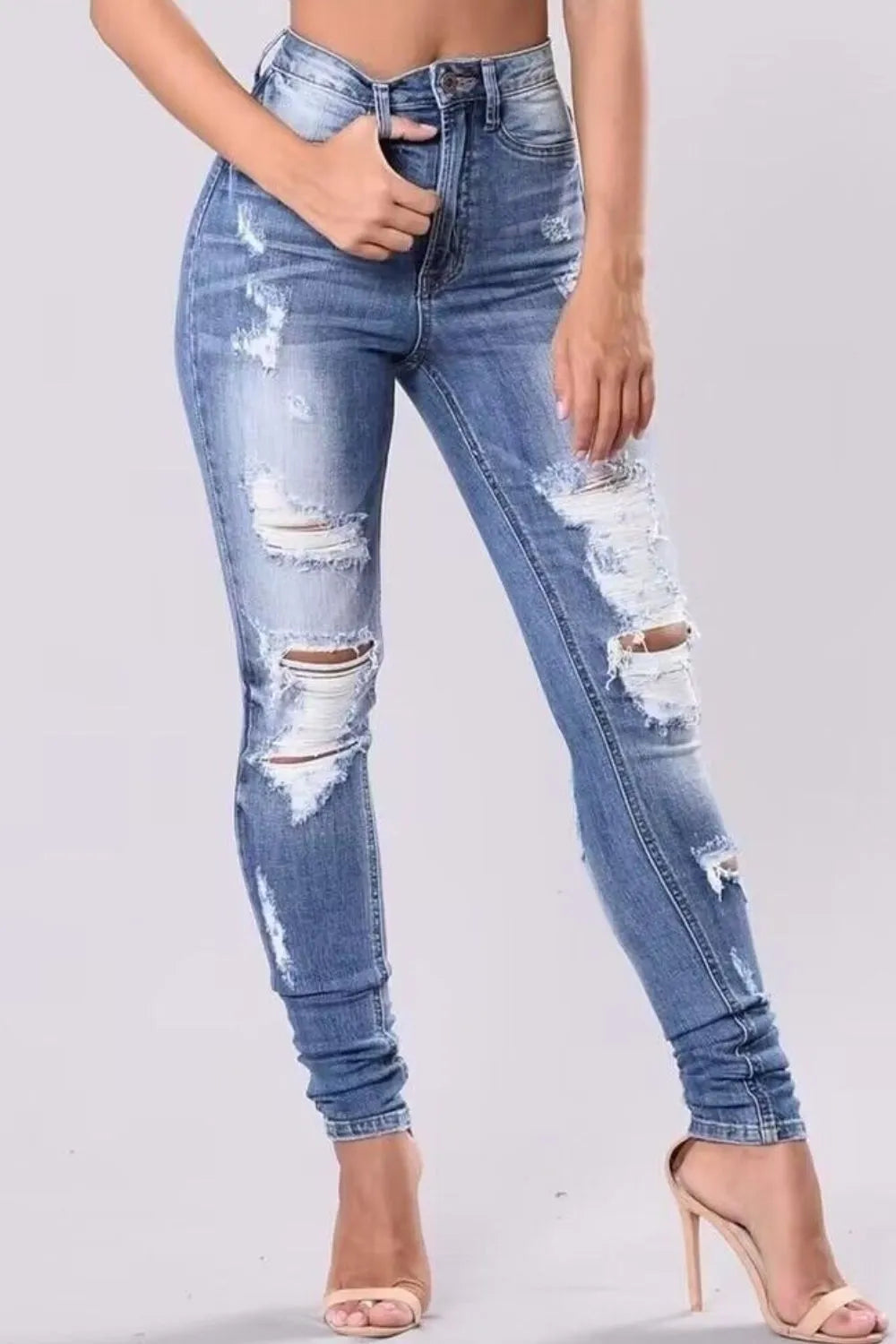 Full Size Distressed Skinny Jeans - Be Bliss Boutique