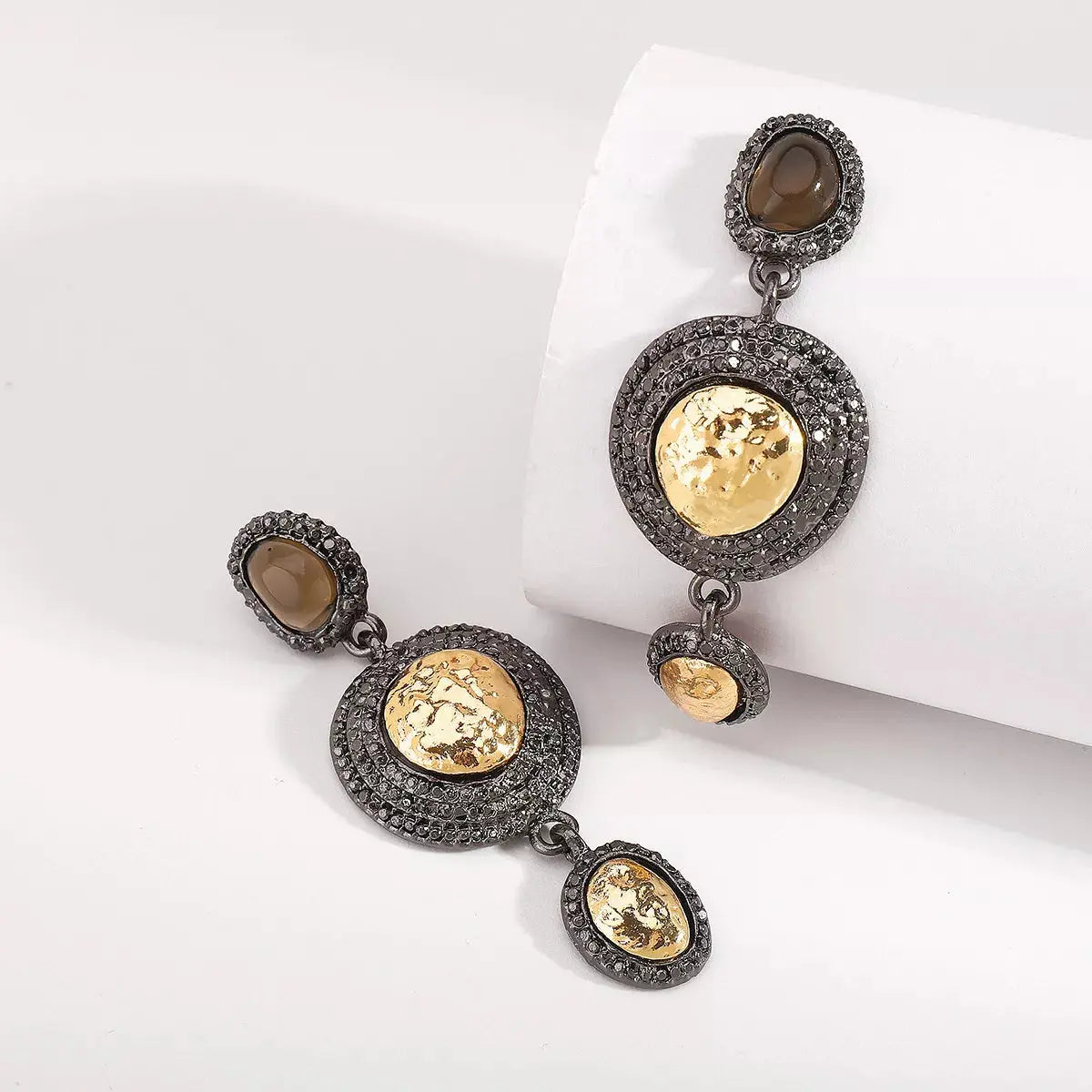 Vintage-Inspired Dangle Earrings with Gold Accents - Be Bliss Boutique