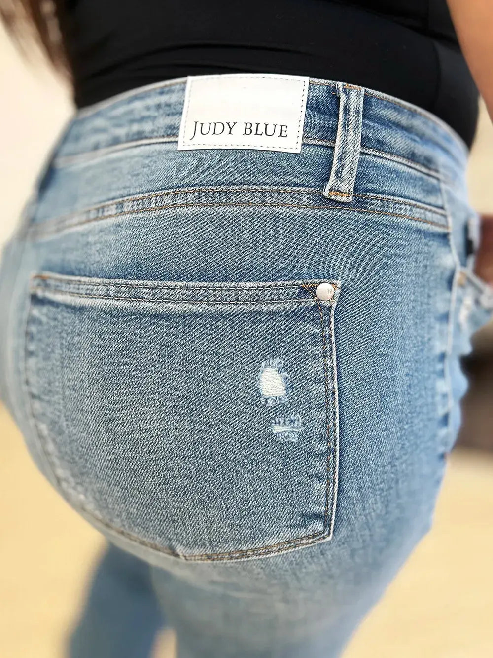 Full Size Mid Rise Destroyed Hem Distressed Judy Blue Jeans - Be Bliss Boutique