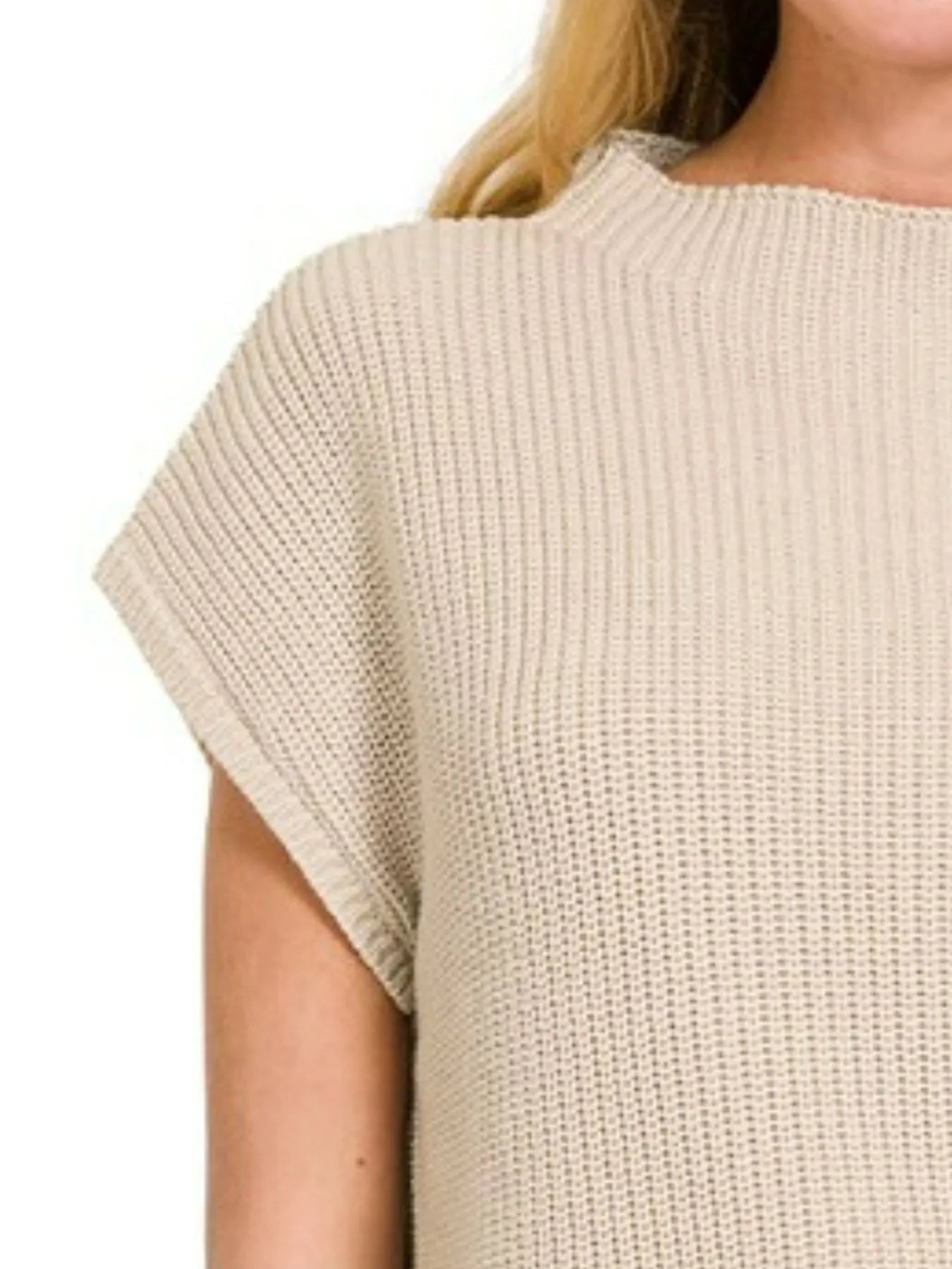 Zenana Short Sleeve Mock Neck Sweater - Be Bliss Boutique