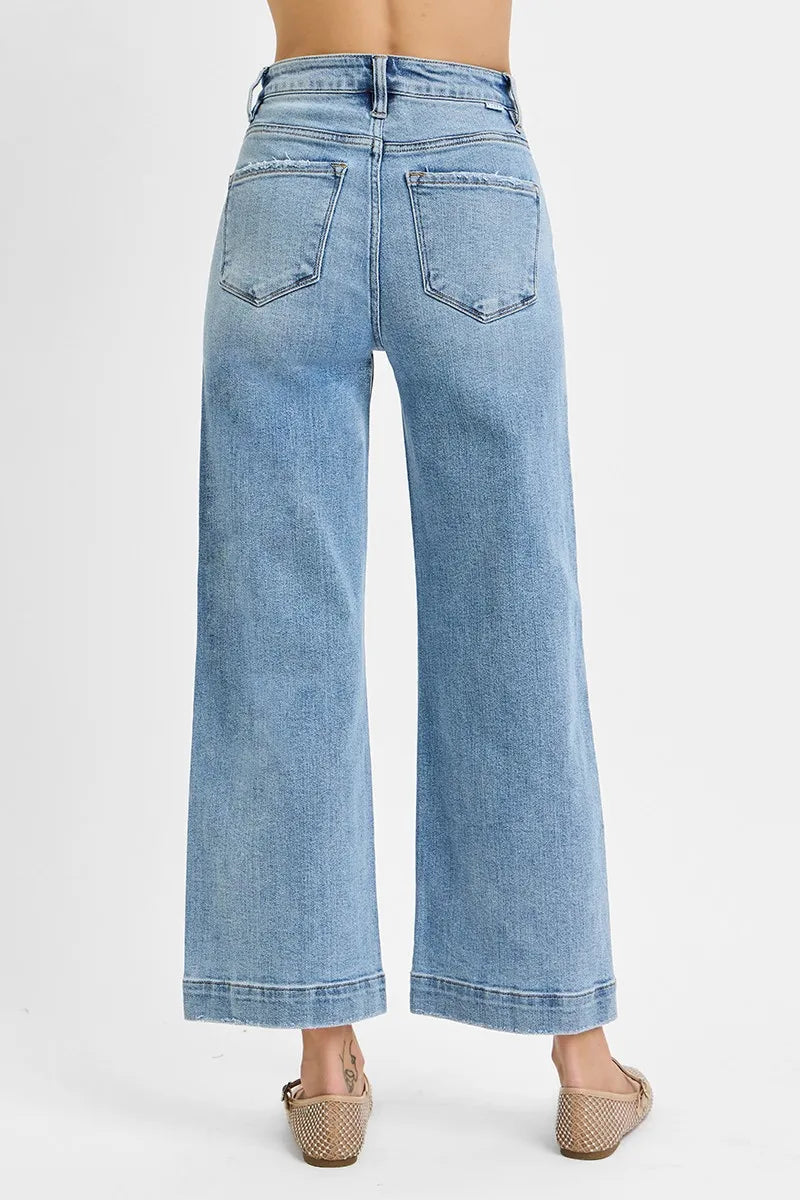 RISEN Full Size High Rise Crop Wide Leg Jeans Plus Size -  Be Bliss Boutique