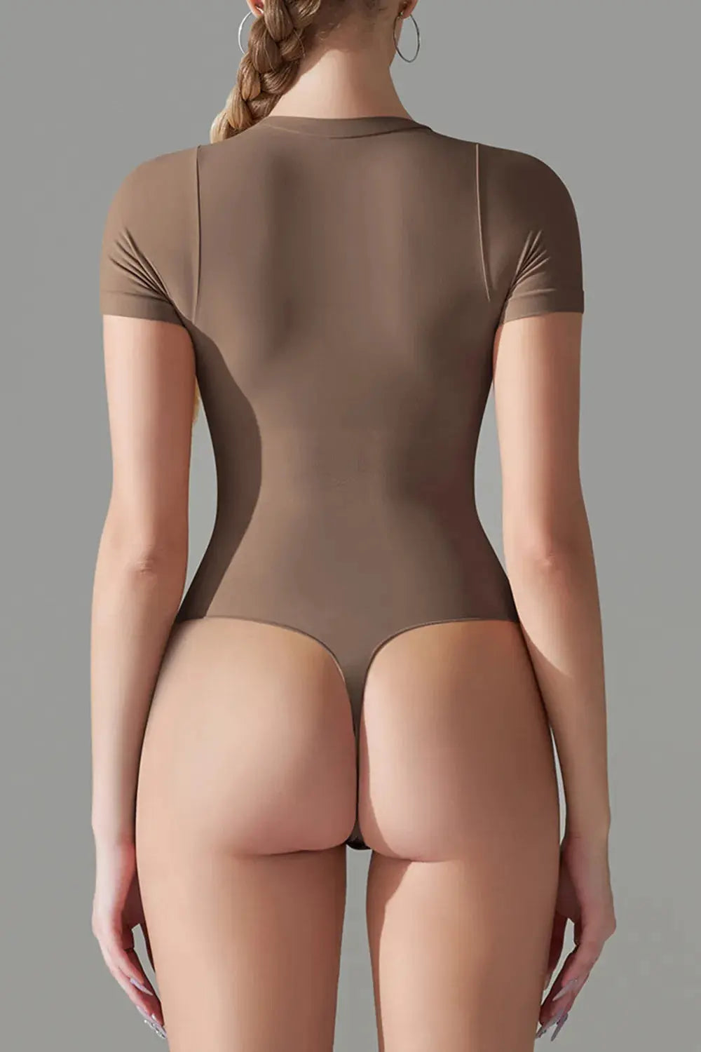 Round Neck Short Sleeve Active Bodysuit - Be Bliss Boutique