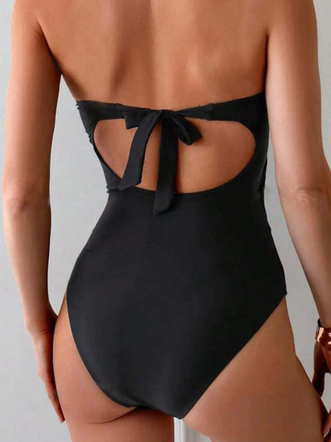 Gold Hardware Cutout Sweetheart Neck One Piece Swimsuit - Be Bliss Boutique
