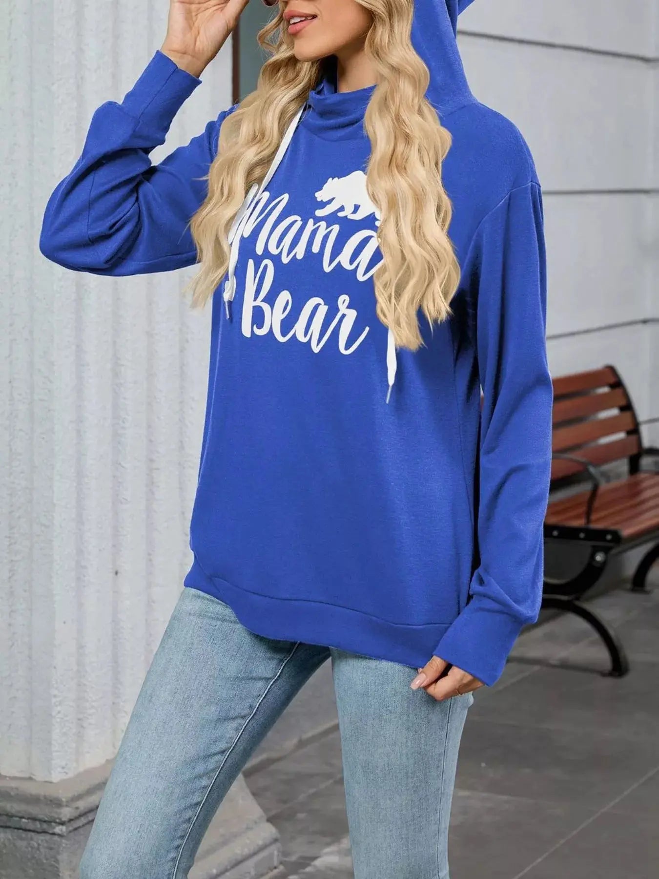 Mama Bear Drawstring Womens Long Sleeve Hoodie - Be Bliss Boutique