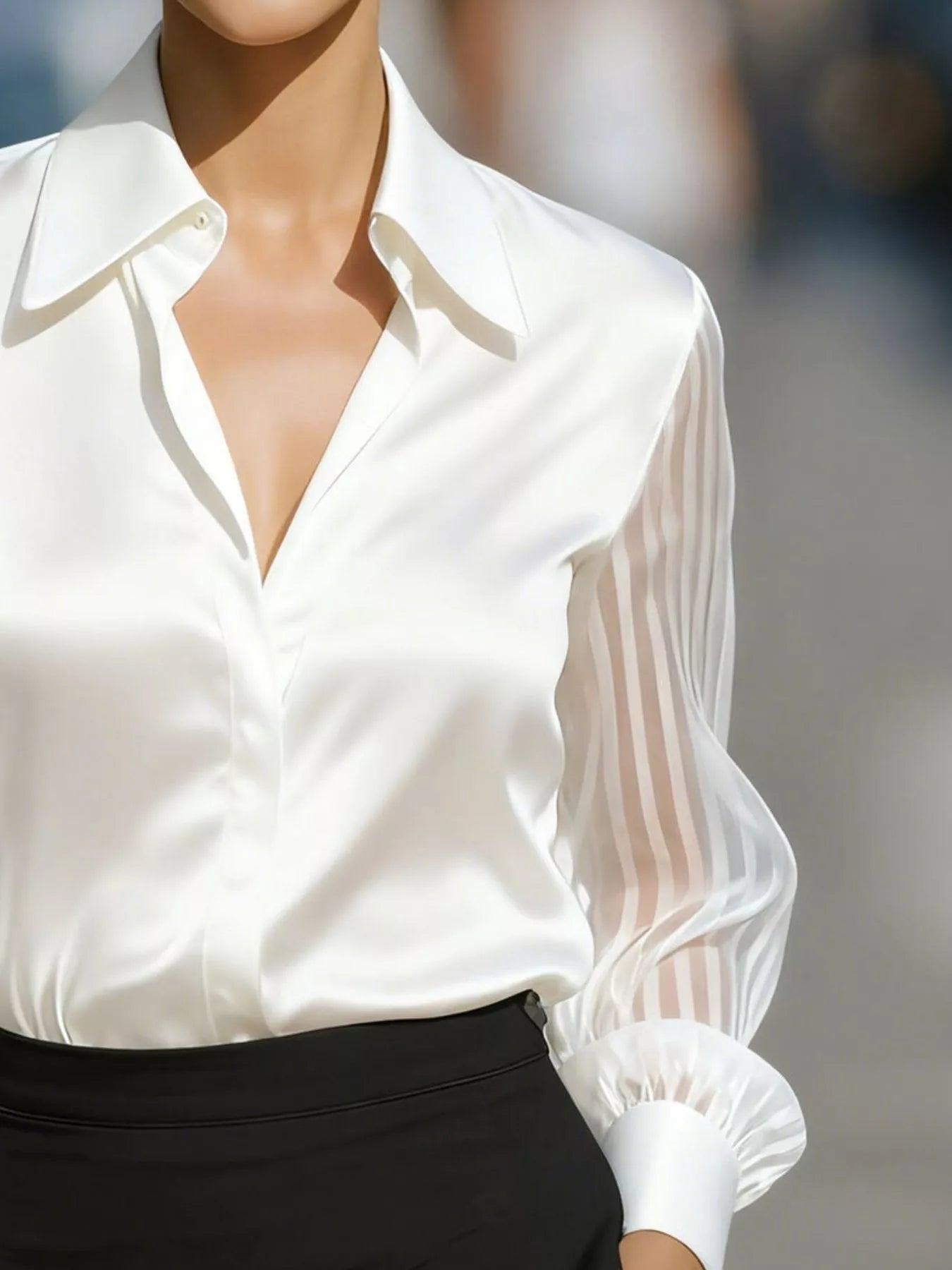 Striped Sheer Long Sleeve Shirt - Be Bliss Boutique