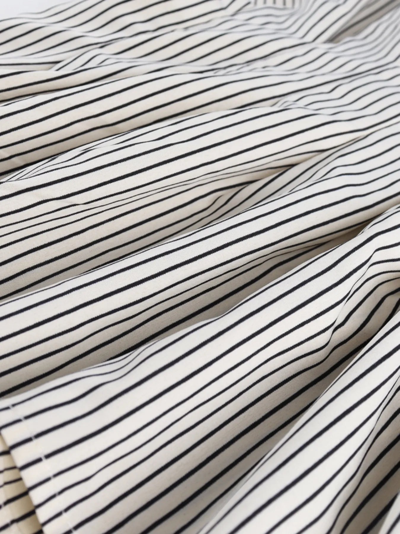 Pinstripe Puff Sleeve Cinched Waist Button Up Shirt - Be Bliss Boutique