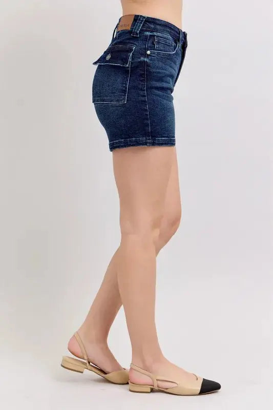 Judy Blue Jeans - Plus Size High Waist Back Flap Pocket Denim Shorts - Be Bliss Boutique