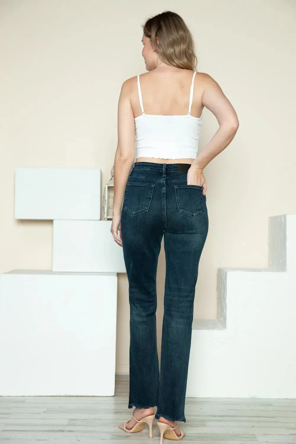 Plus Size Button Fly Hem Destroy Straight Leg Judy Blue Jeans - Be Bliss Boutique