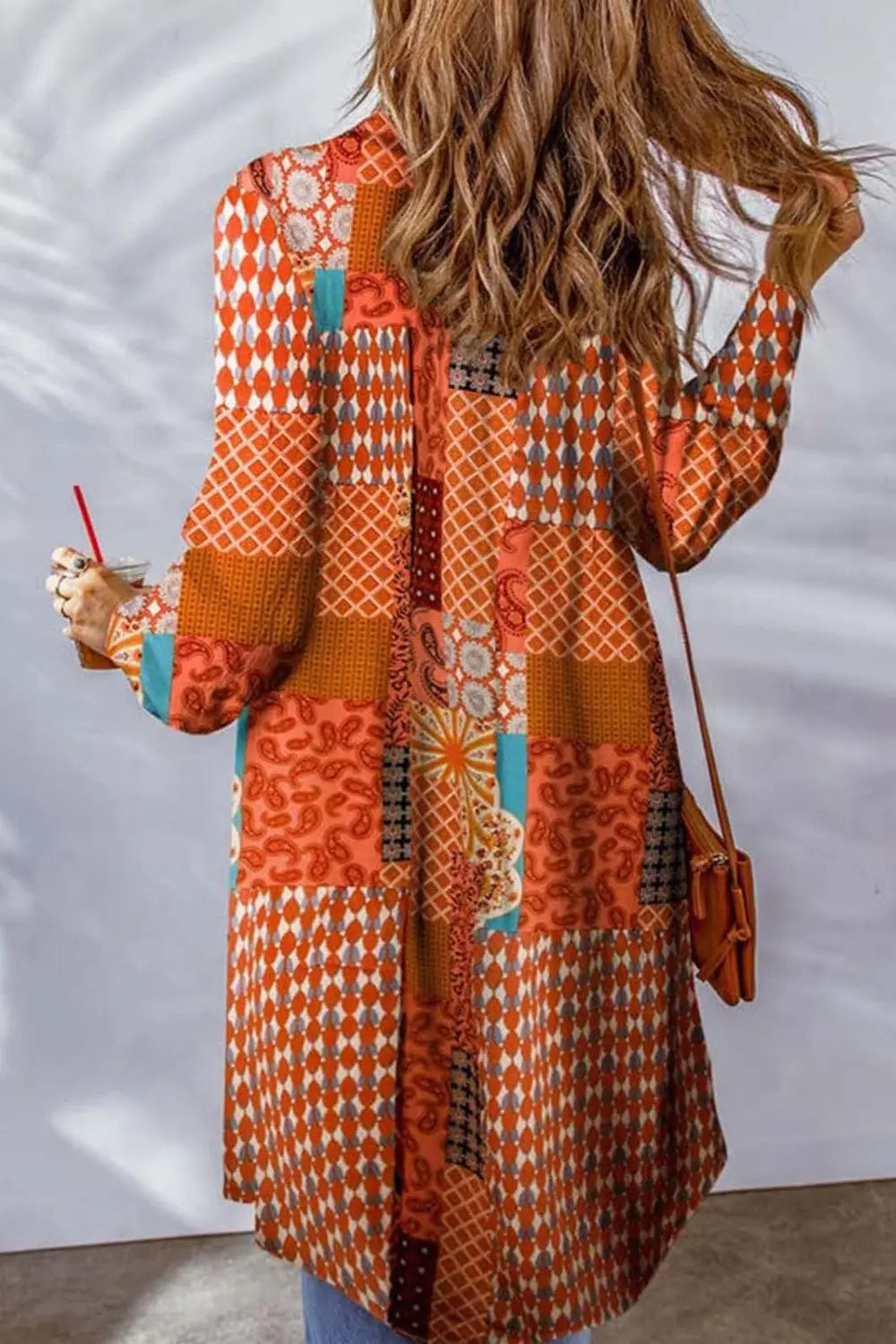 Printed Button Up Long Sleeve Cardigan - Be Bliss Boutique