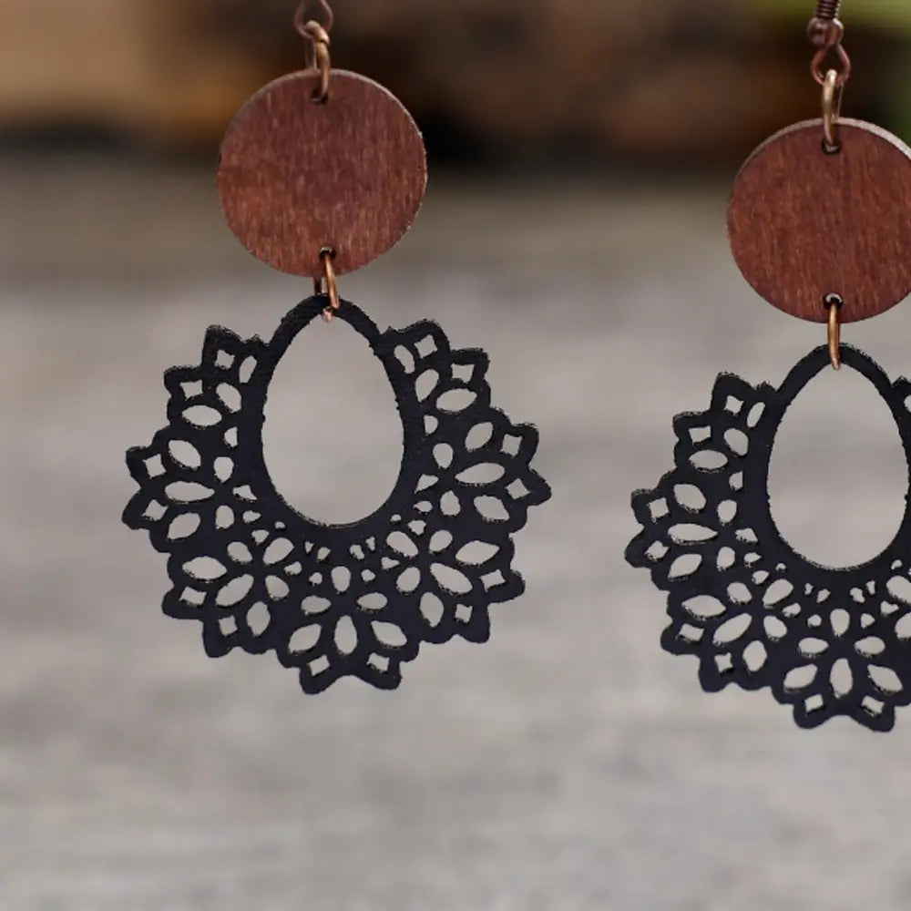Boho Mandala Geometric Cutout Dangle Earrings - Be Bliss Boutique
