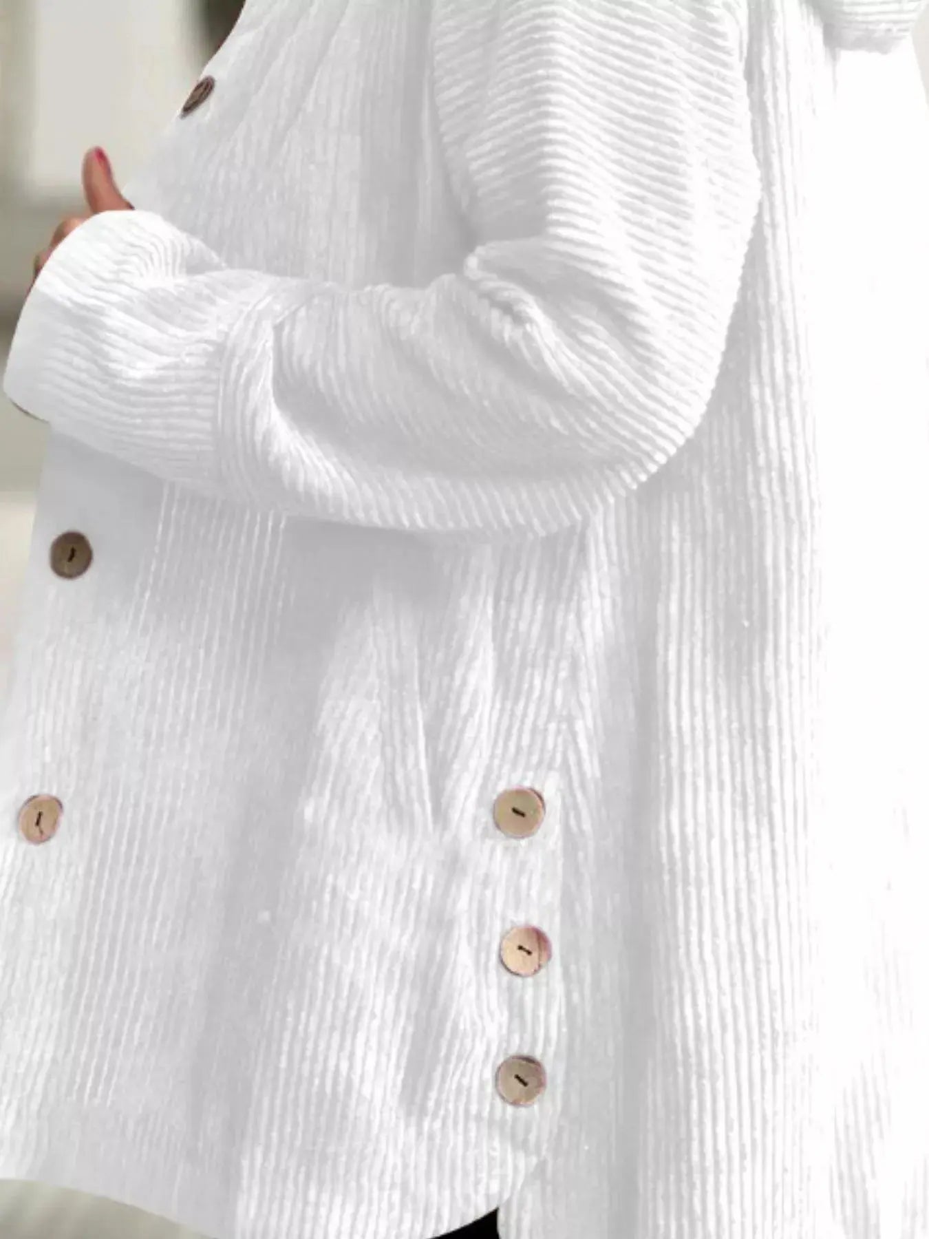 Full Size Corduroy Hooded Button Up Jacket - Be Bliss Boutique