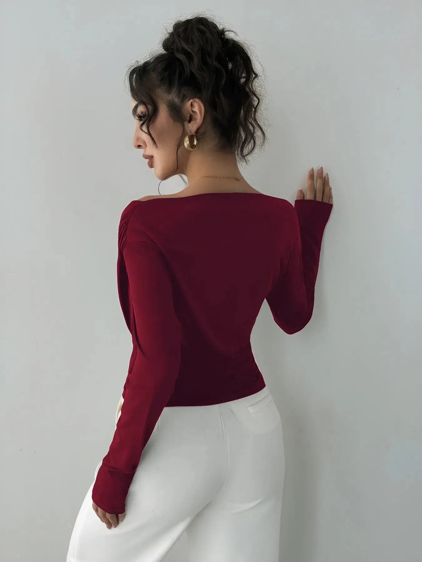 Long Sleeve Asymmetrical Blouse - Be Bliss Boutique