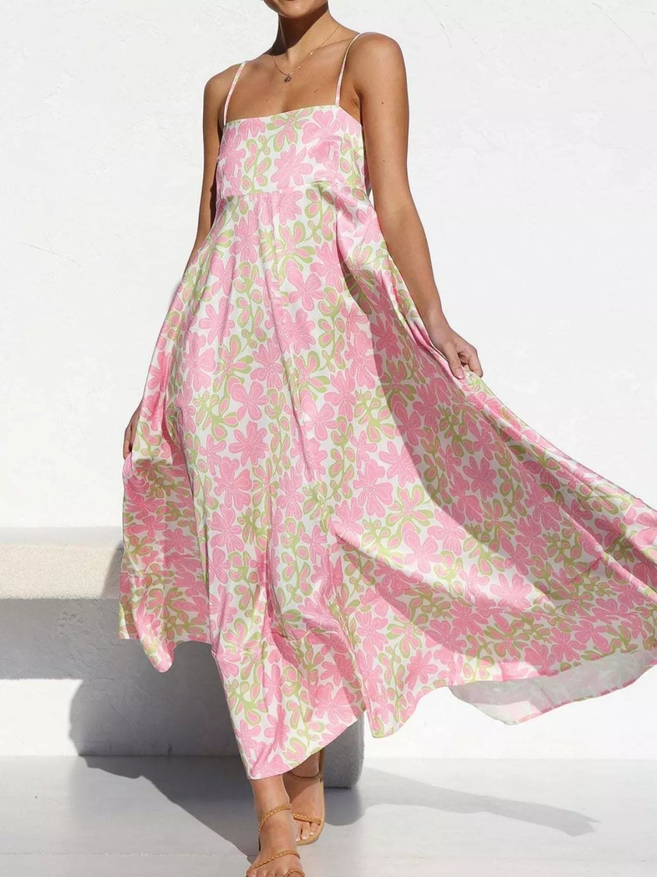 Printed Spaghetti Strap Maxi Dress - Be Bliss Boutique