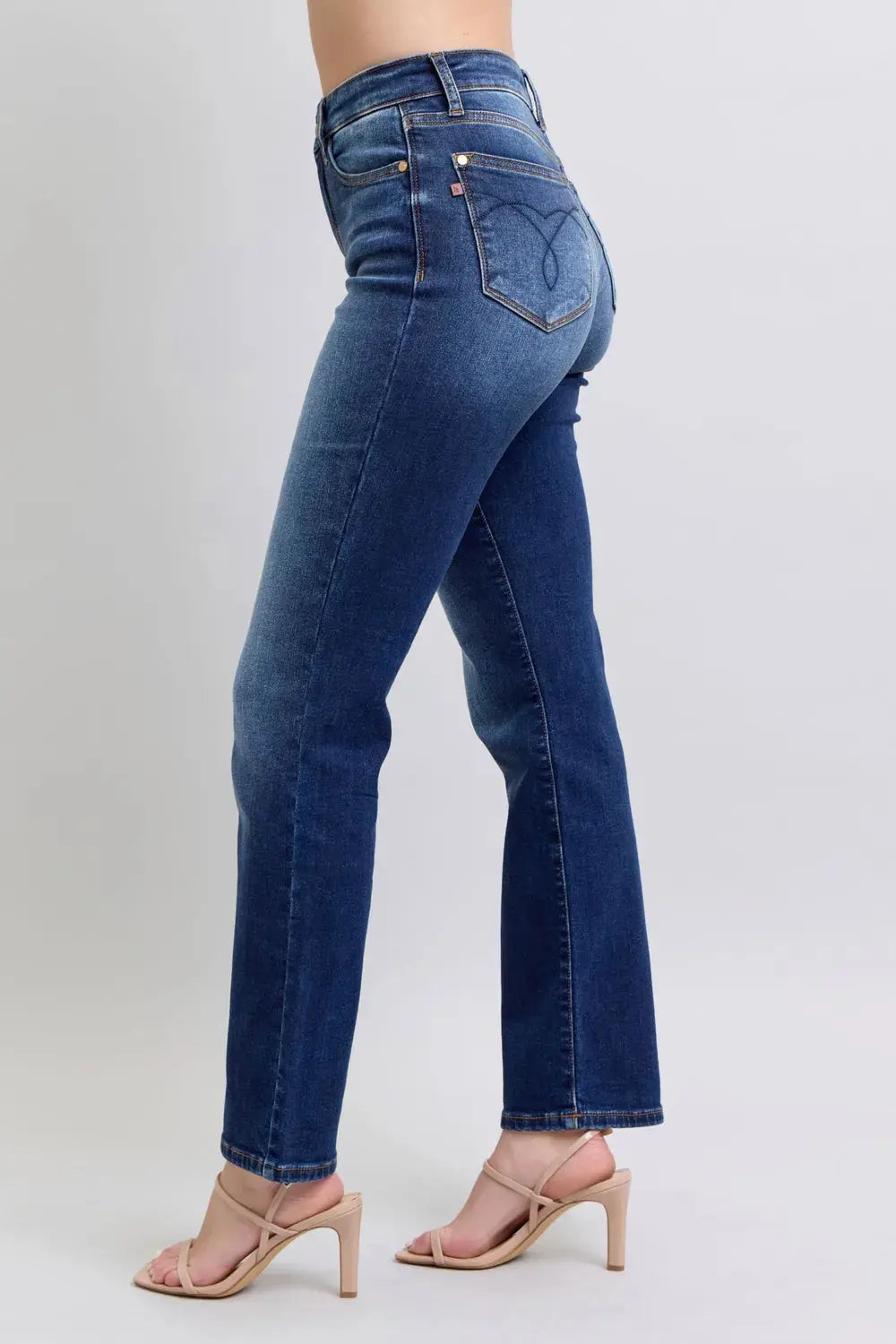 Full Size Washed Straight Leg Judy Blue Jeans with Pockets - Be Bliss Boutique