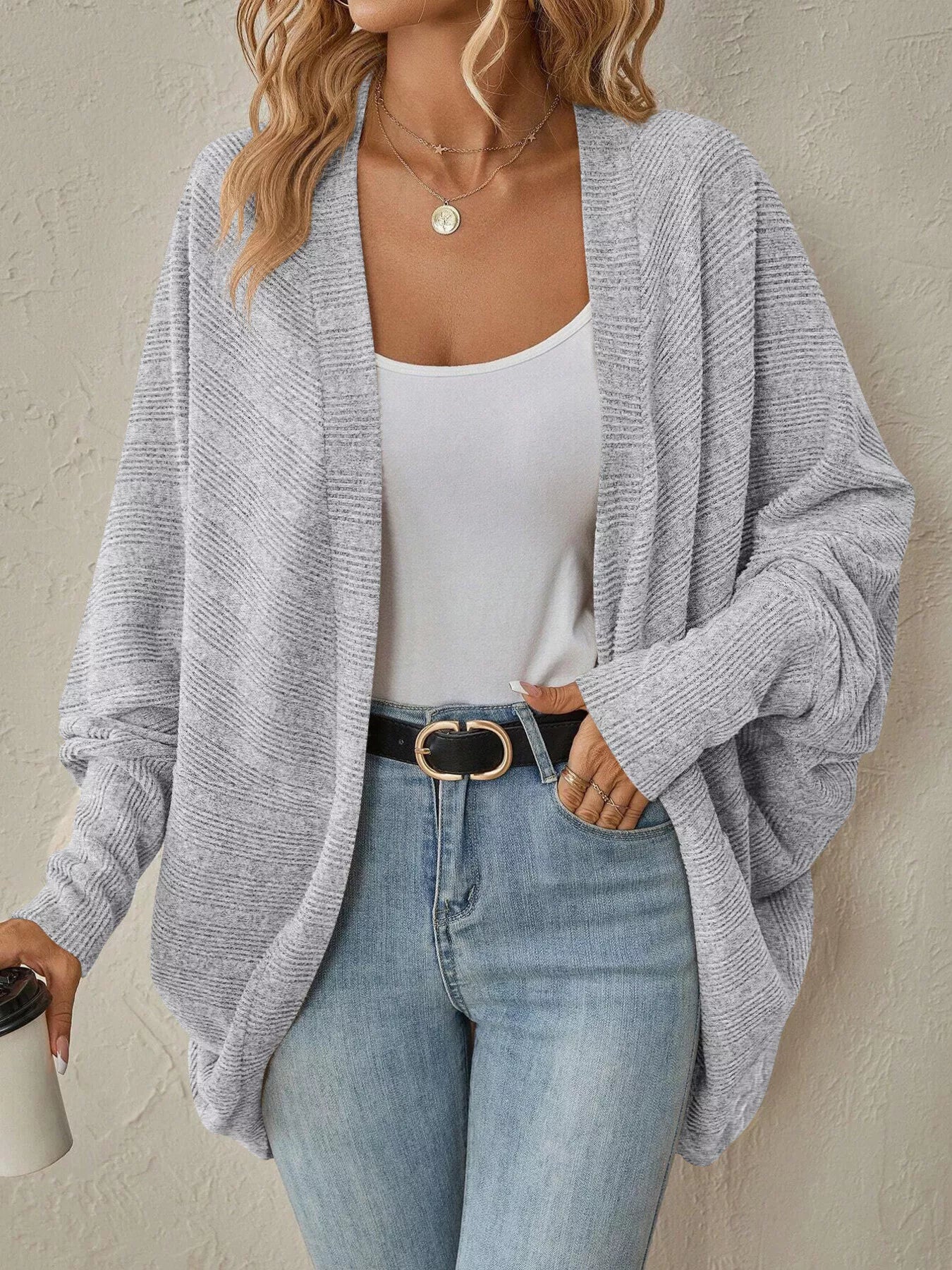 Cozy Oversized Open Front Knit Cardigan - Be Bliss Boutique