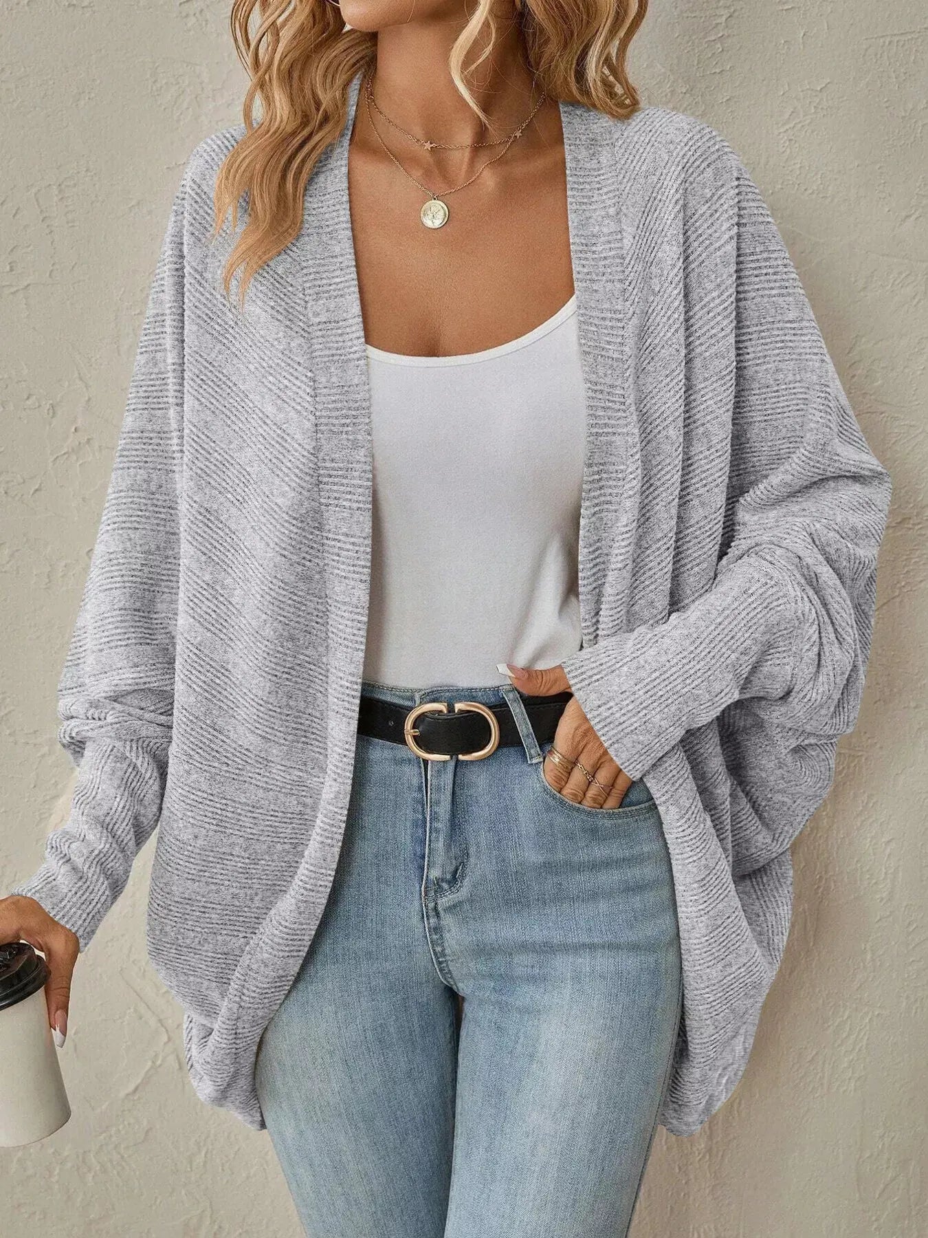Cozy Oversized Open Front Knit Cardigan - Be Bliss Boutique