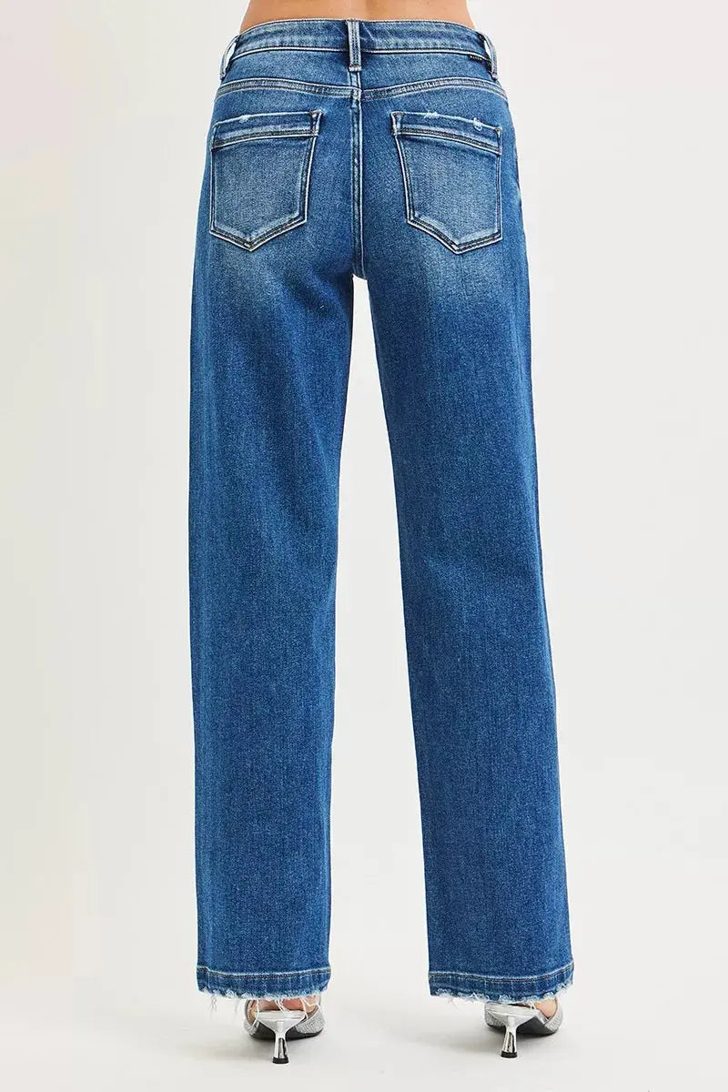 RISEN Jeans - Full Size Slouchy Baggy Jeans with Pocket Side Seam Detail - Be Bliss Boutique