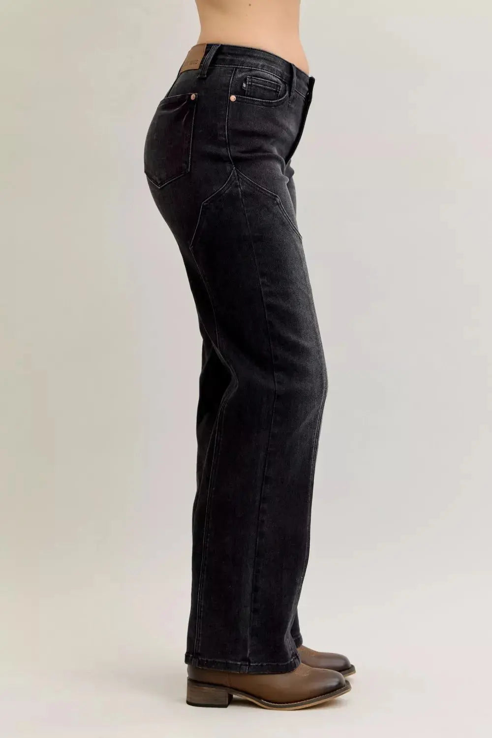 Judy Blue Jeans - Mid Rise Straight Western Seam Detail Jeans - Be Bliss Boutique