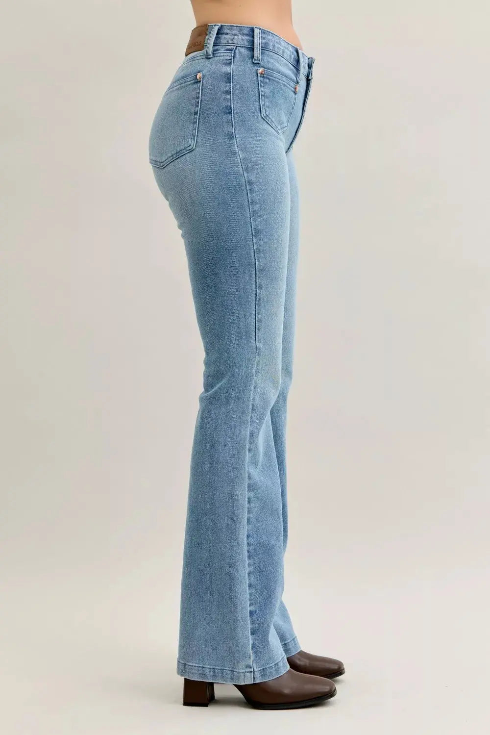 Judy Blue Jeans - Full Size Mid Rise Bootcut Jeans with Contrast Wash & Front Patch Pockets - Be Bliss Boutique