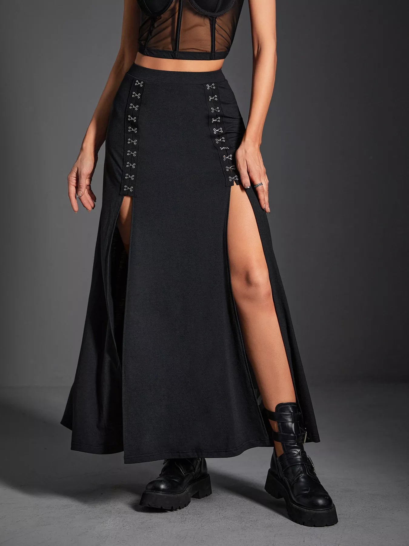 Double Slit High Waist Skirt - Be Bliss Boutique