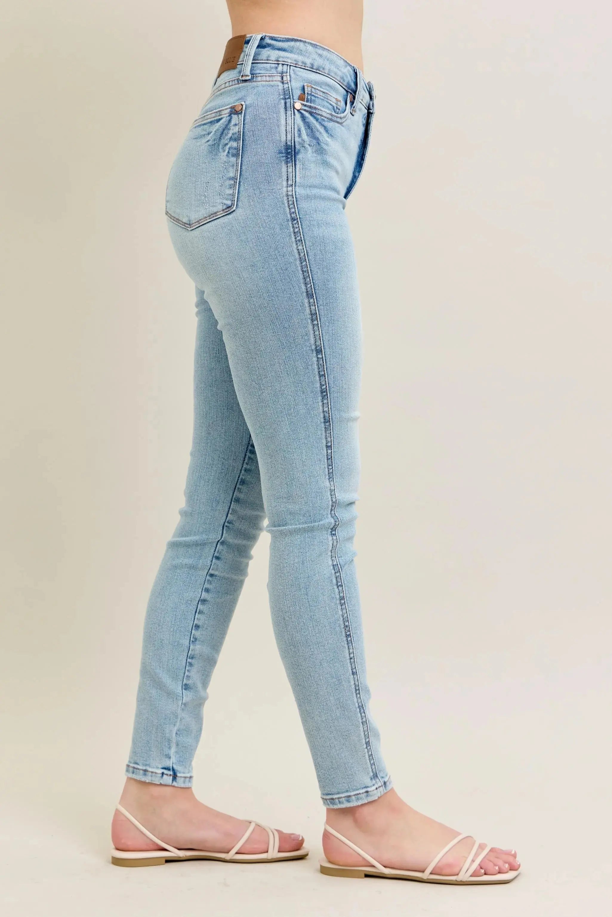 Full Size Mr Tummy Control Vintage Wash Skinny Judy Blue Jeans - Be Bliss Boutique