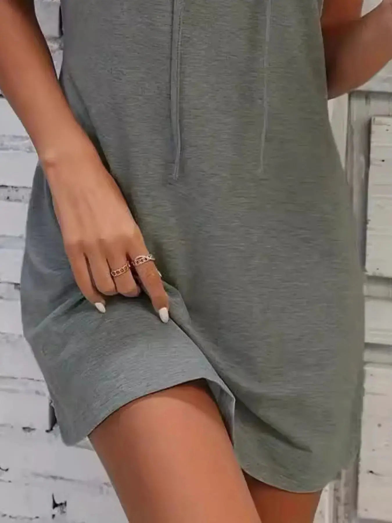 Full Size Drawstring Casual Sleeveless Hooded Mini Dress - Be Bliss Boutique