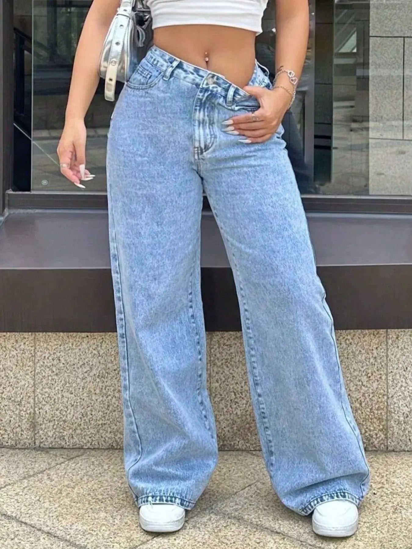 Washed Wide Leg Jeans - Be Bliss Boutique