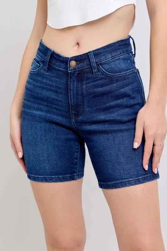 Judy Blue Full Size/Plus Size High Waist V-Front Bermuda Shorts - Be Bliss Boutique