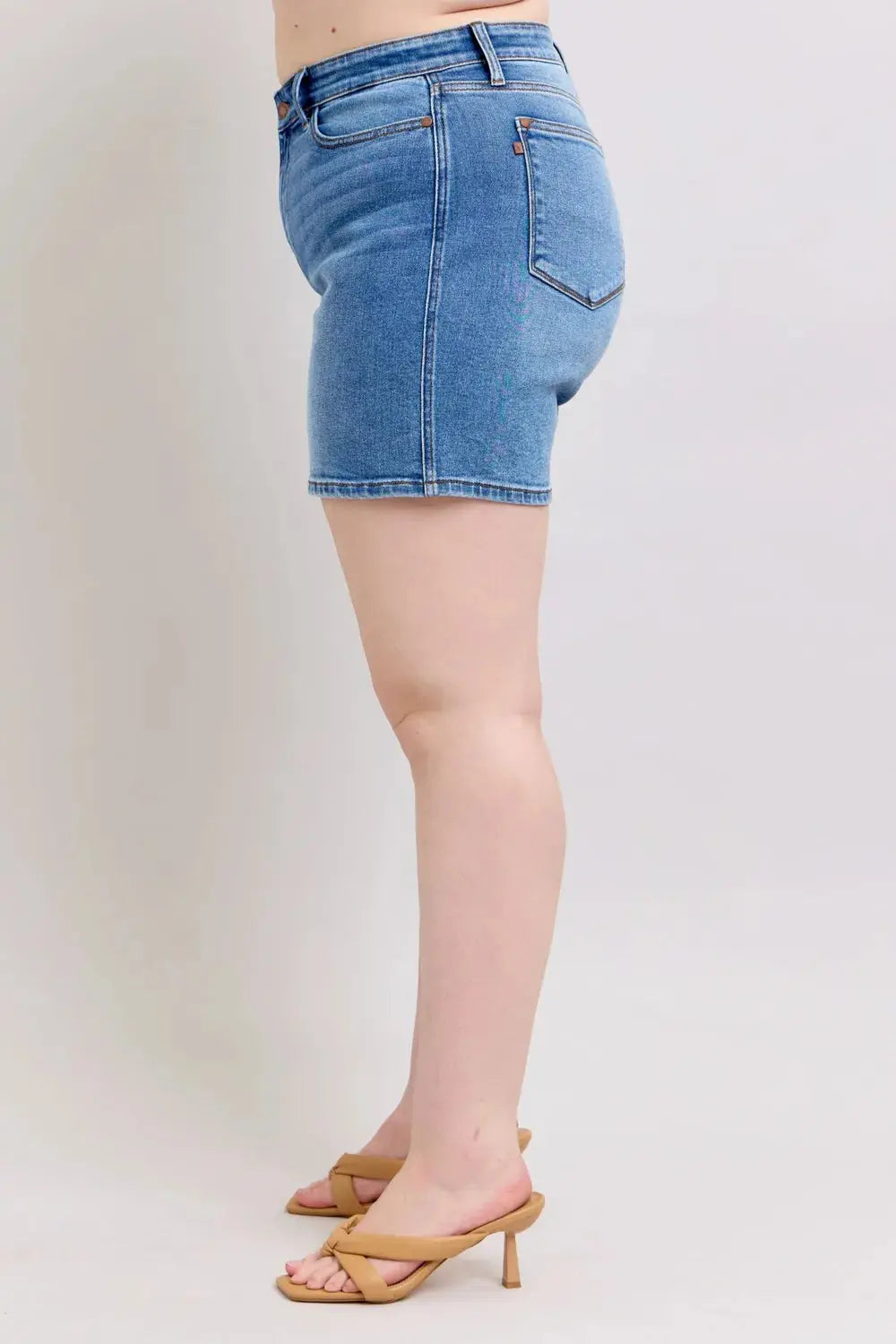 Judy Blue Full Size/Plus Size 2 Button Denim Shorts with Pockets - Be Bliss Boutique