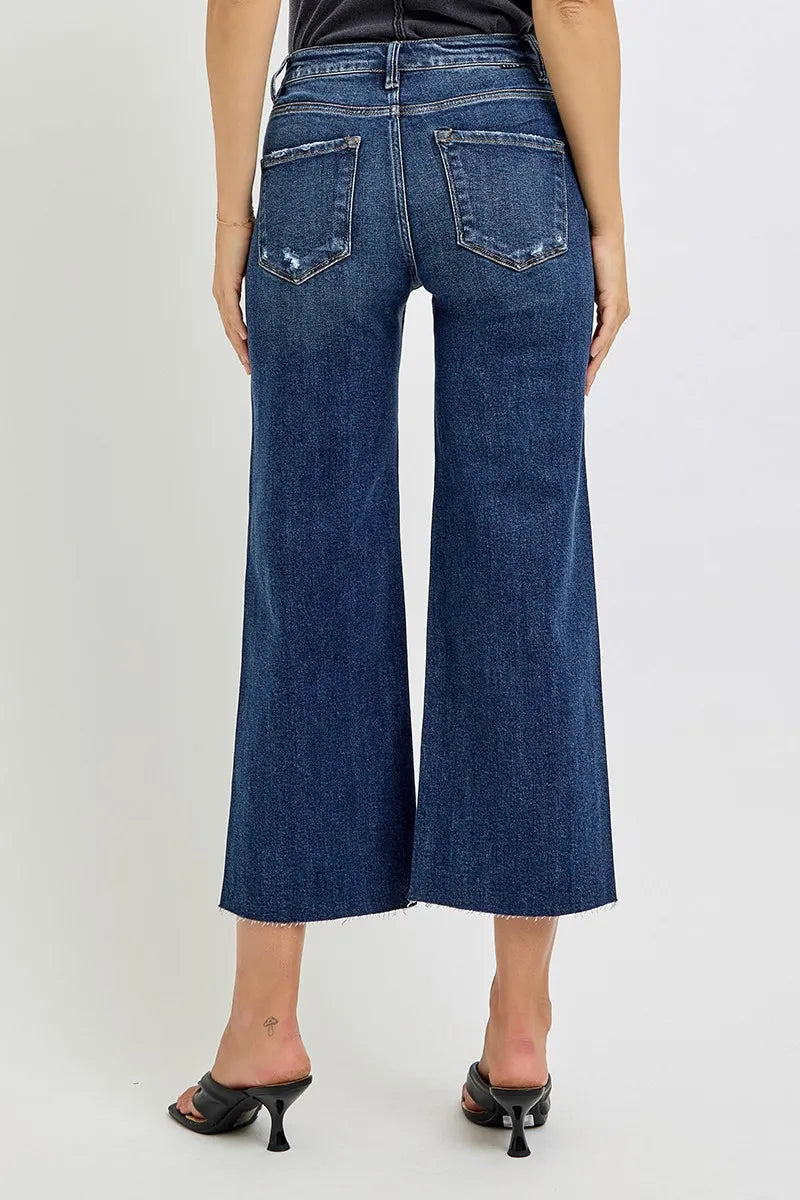 Full Size High Rise Wide Leg Cropped Button Fly RISEN Jeans – Plus Size - Be Bliss Boutique