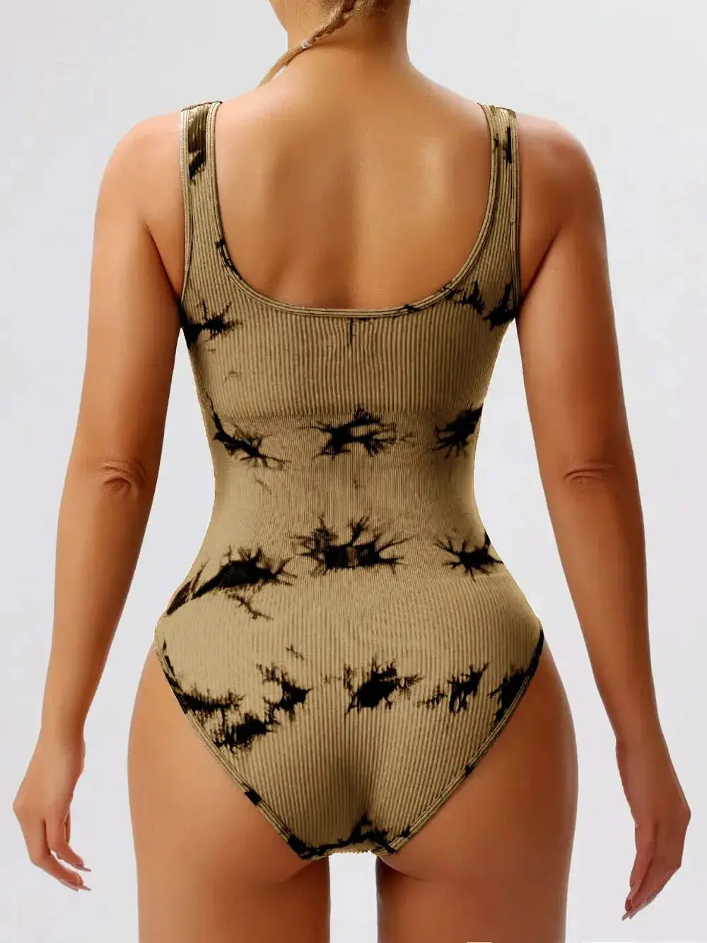 Tie-Dye Scoop Neck Wide Strap Active Bodysuit - Be Bliss Boutique